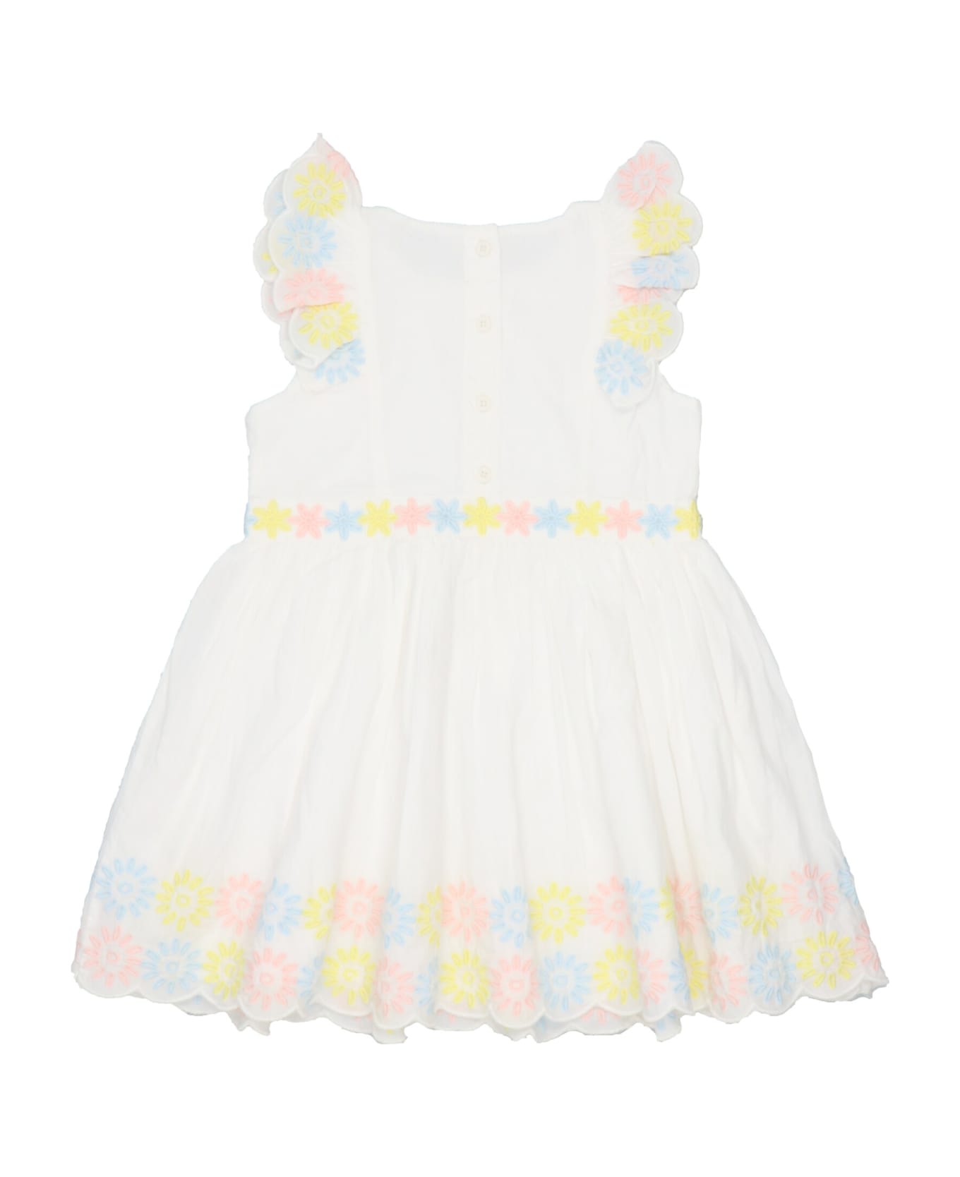 Stella McCartney Kids Embroidery Ruches Dress - WHITE