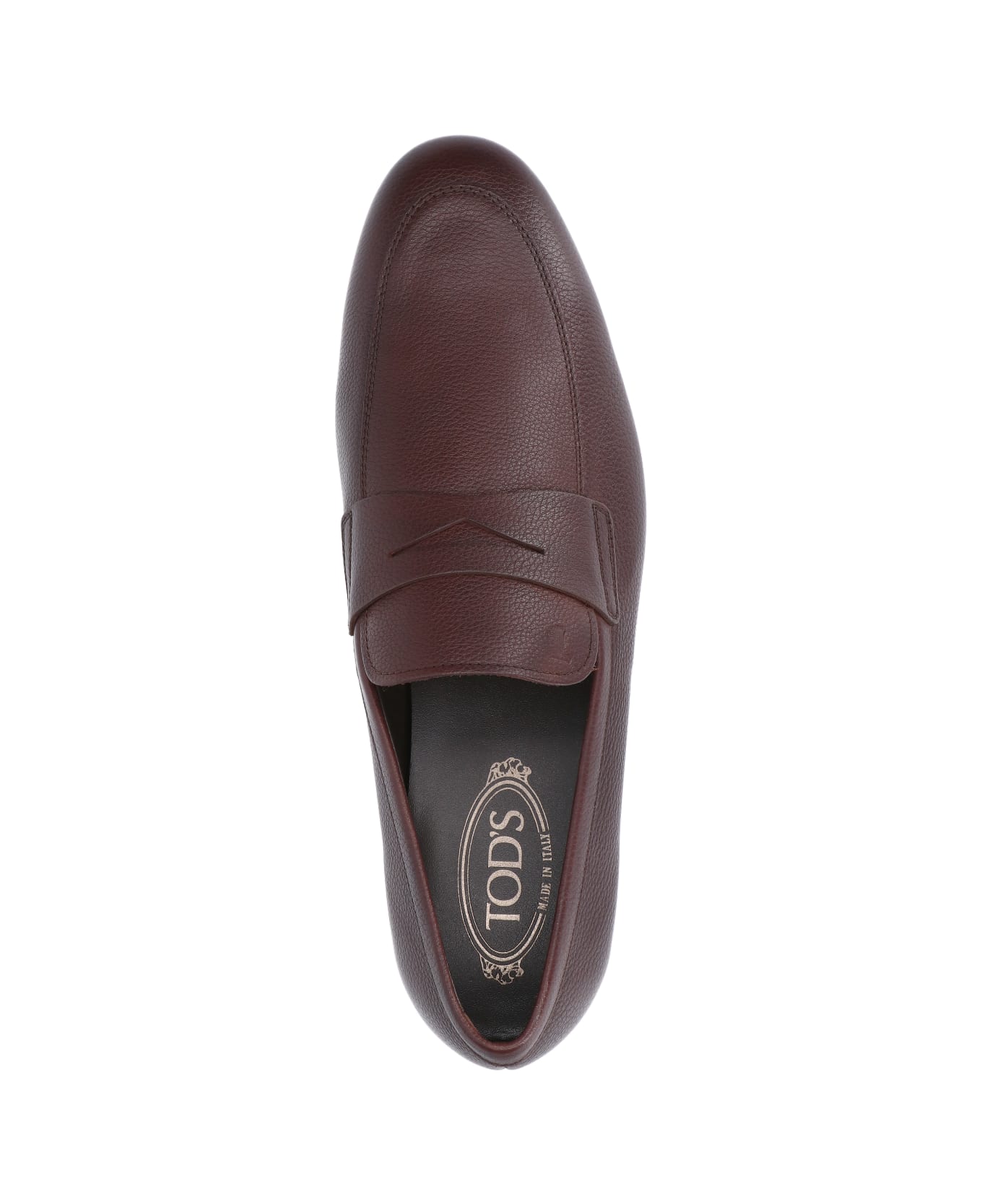 Tod's Grained Leather Loafers - Brown ローファー＆デッキシューズ