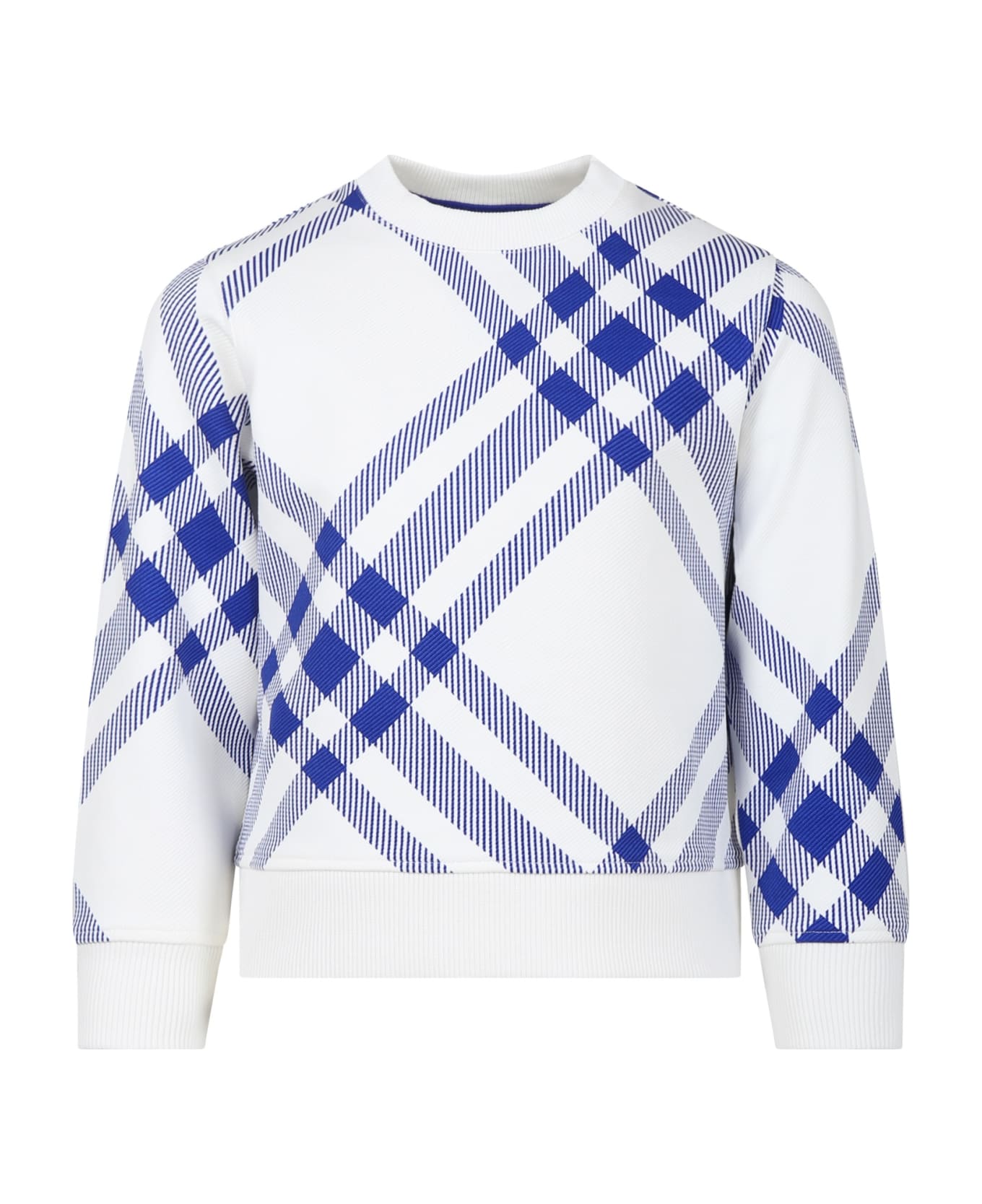 Burberry Sweatshirt For Boy With All Over Check - Bianco