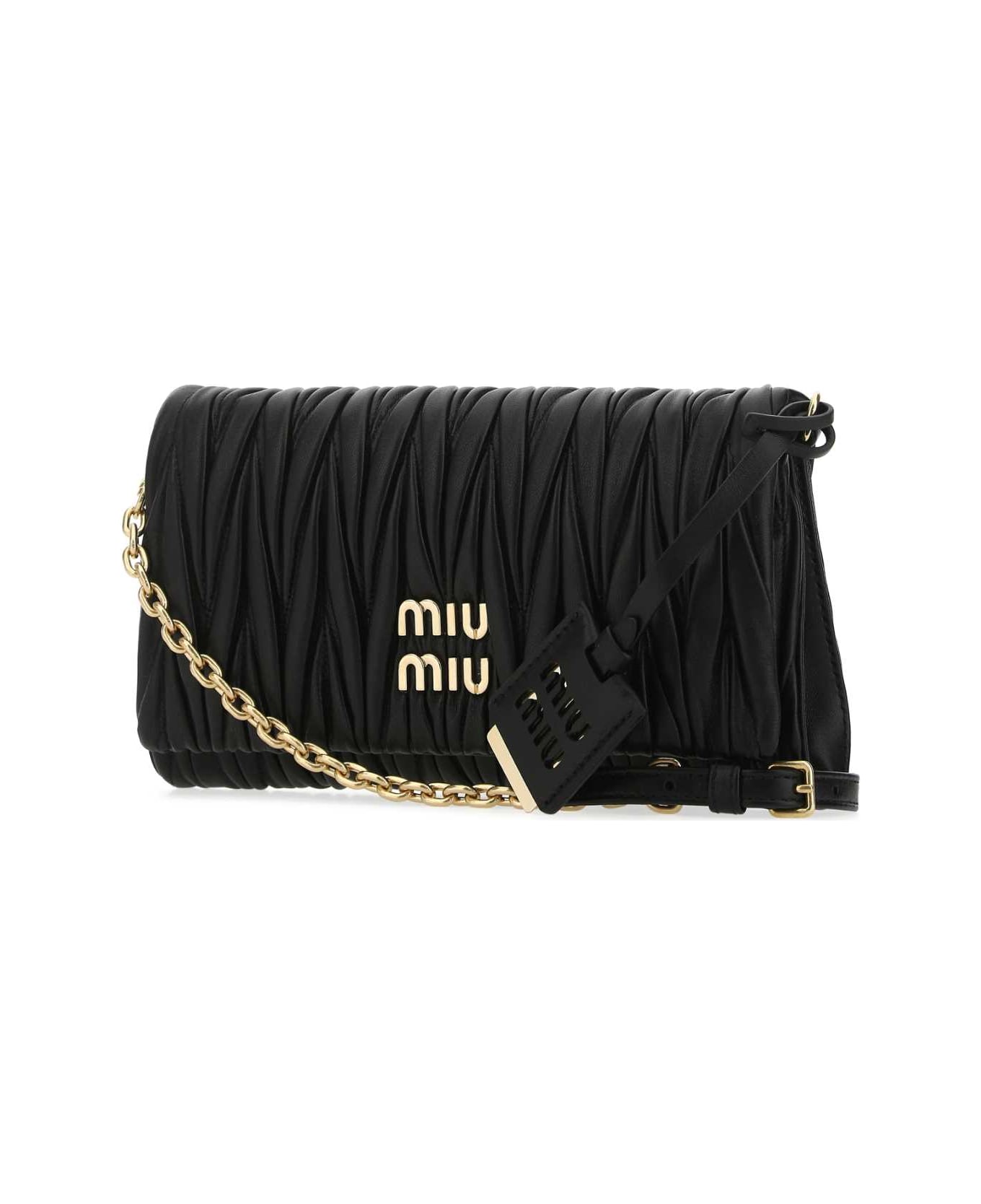 Miu Miu Black Nappa Leather Clutch - F0002