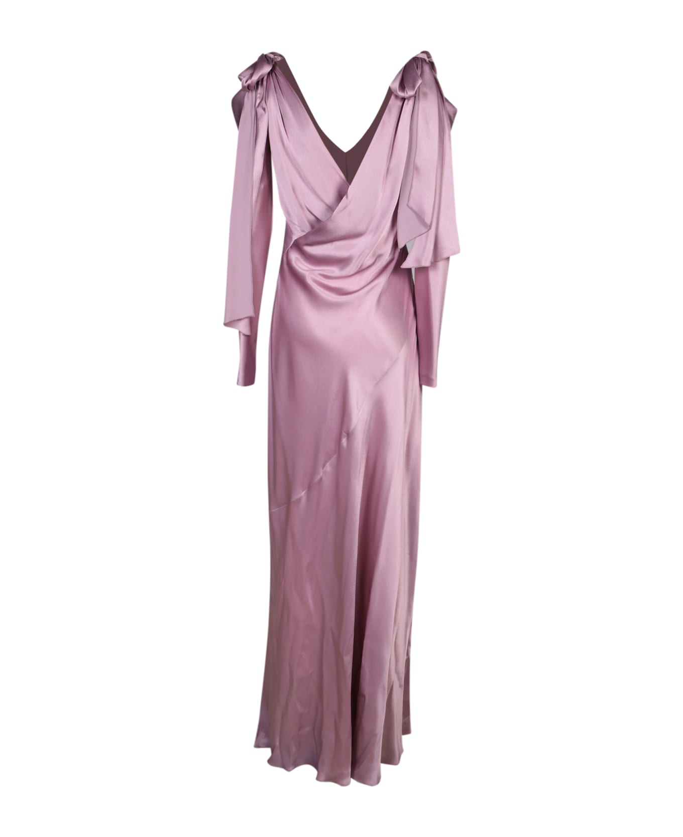 Alberta Ferretti Antique Pink Satin Long Dress - Pink