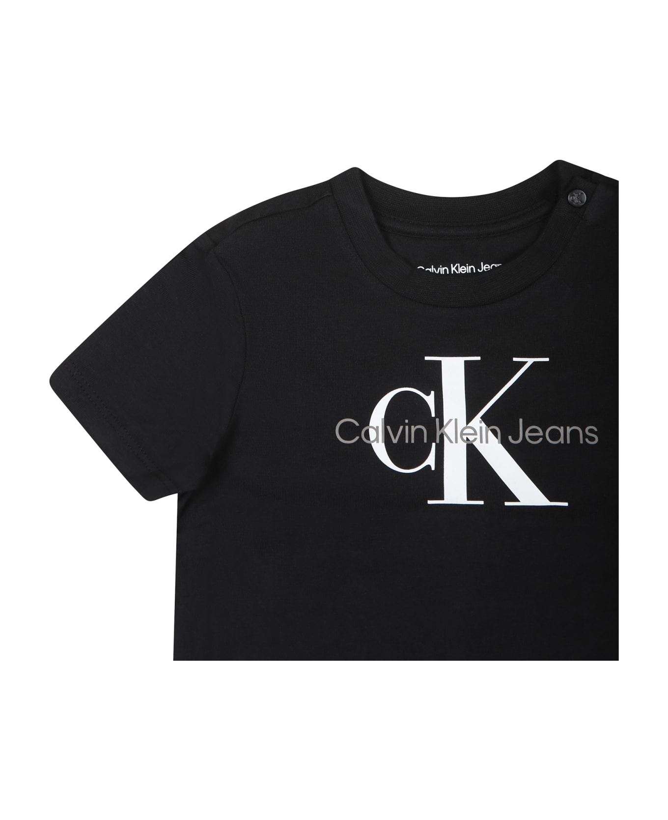 Calvin Klein Black T-shirt For Baby Boy With Logo - Black