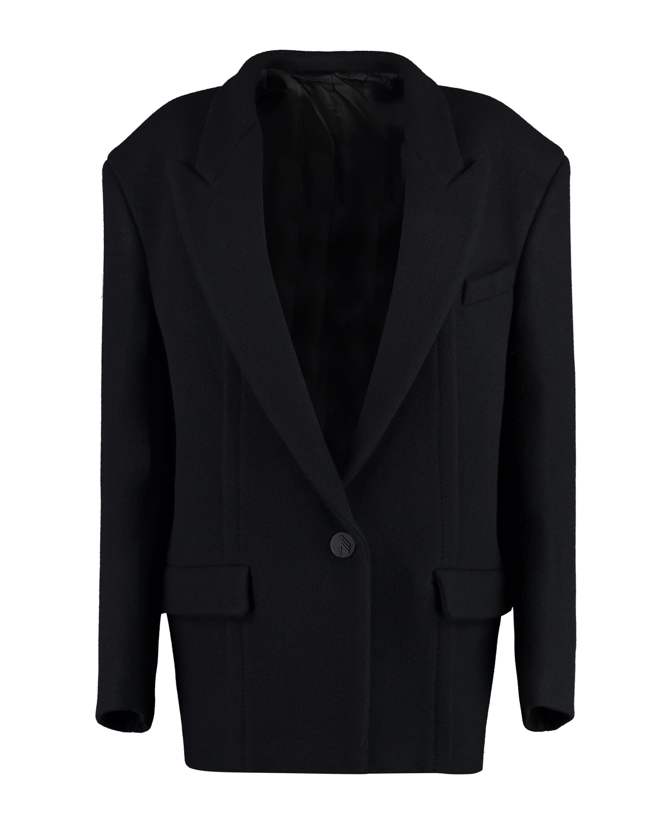 The Attico Glen Short Wool Coat - black