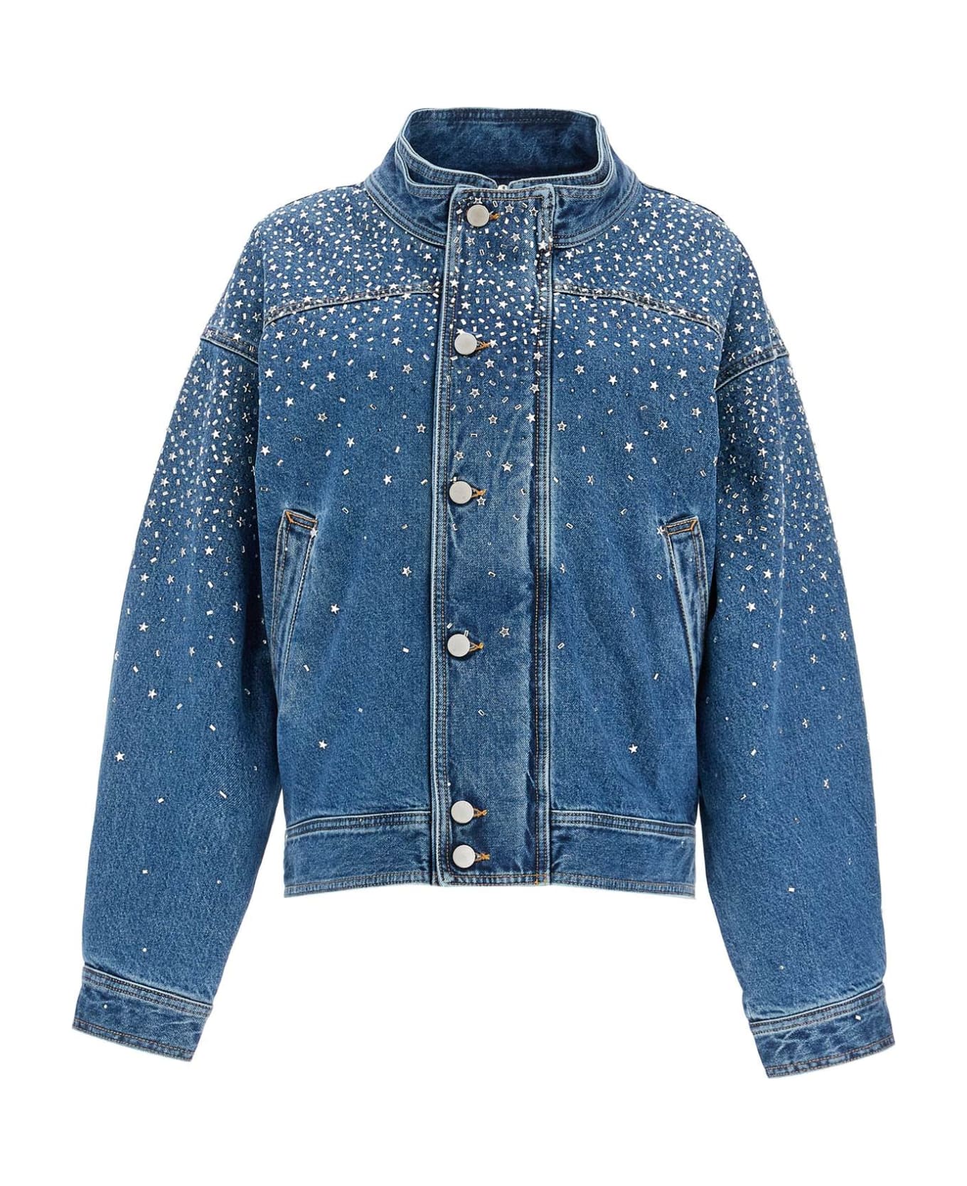 Alessandra Rich Denim Bomber Jacket - BLUE (Blue)