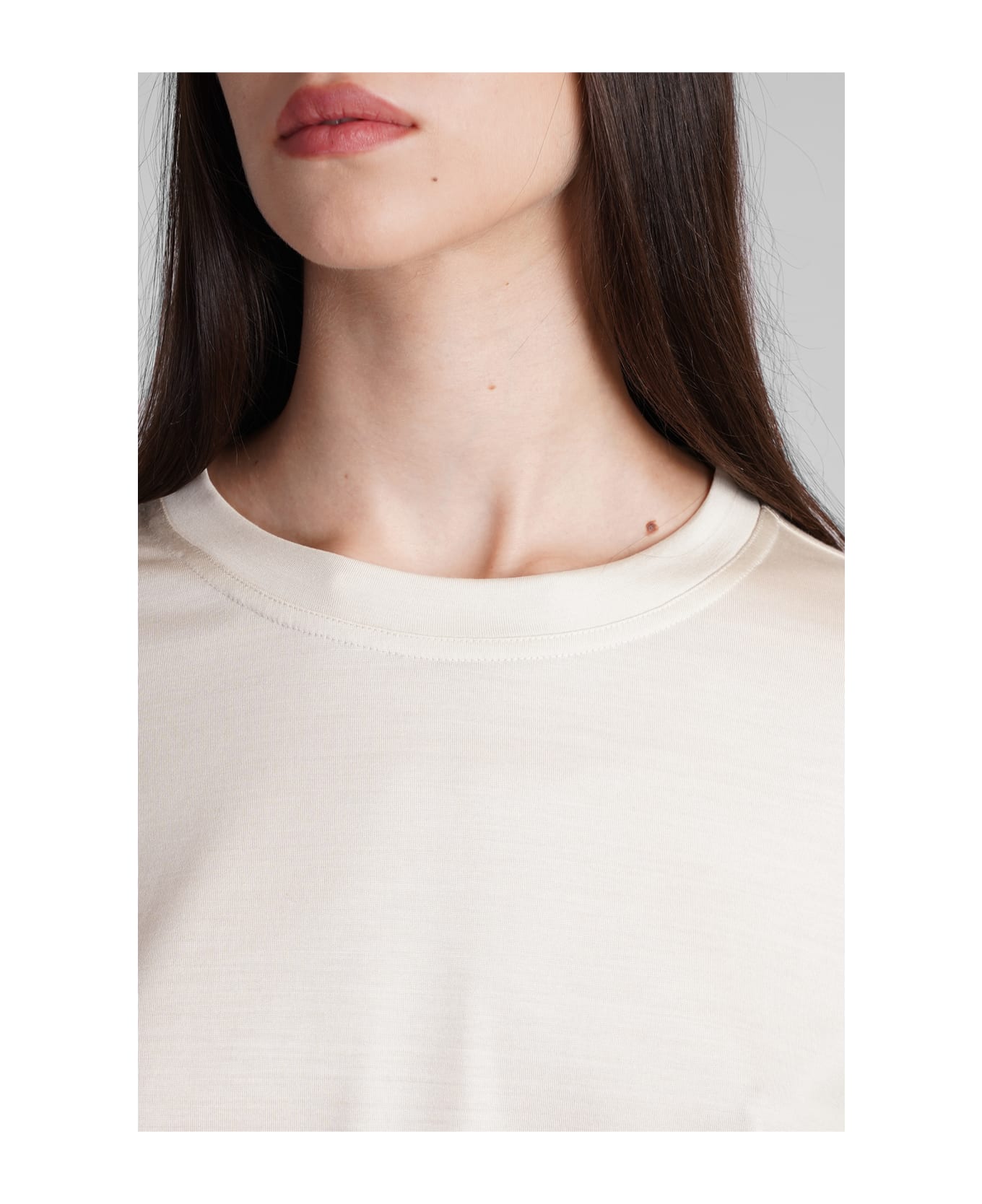 Lemaire T-shirt In Beige Silk - beige