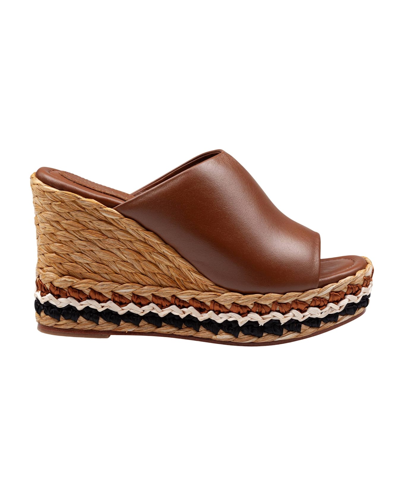 Paloma Barceló Paloma Oriane Leather Sandal With Raffia Wedge - Leather
