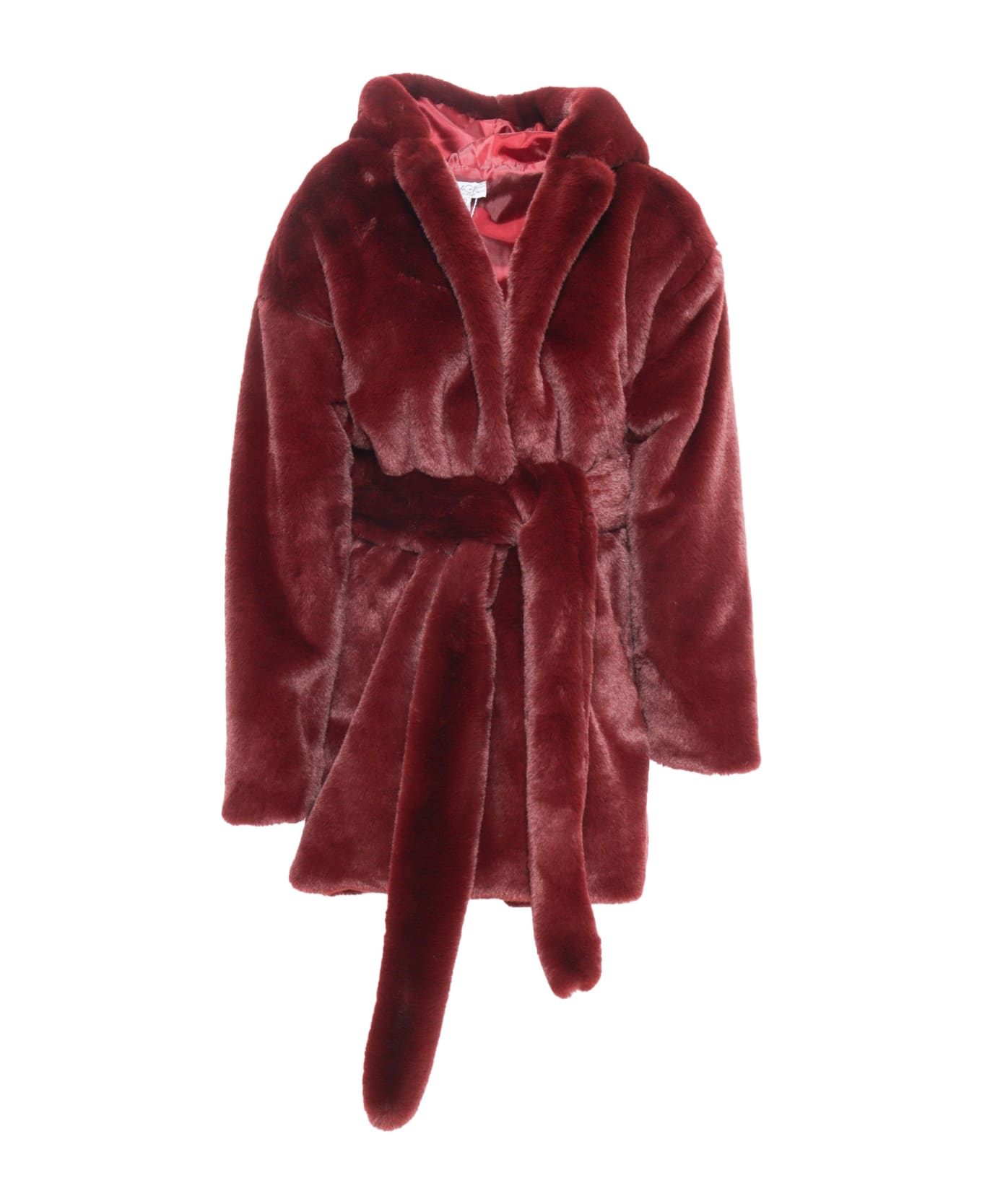 Magil Faux Fur With Hood - RED