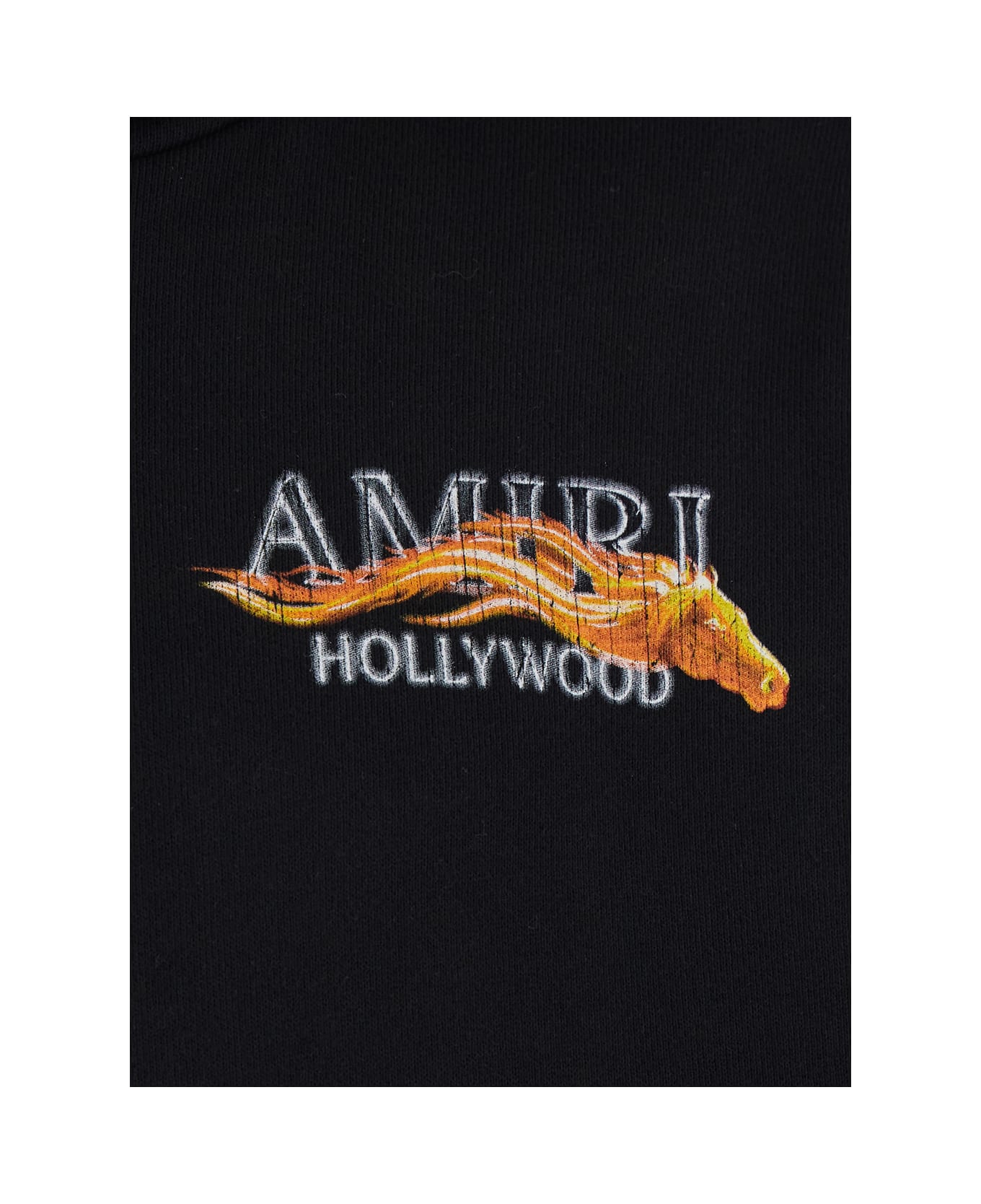 AMIRI Black Hoodie With Fixed Hood And Logo Lettering On Front And Rear In Cotton Man - Black