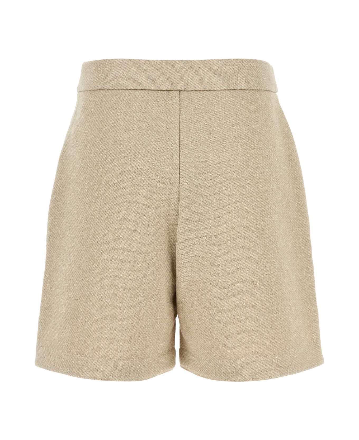 Max Mara Sand Cotton Blend Libia Shorts - ALBINO