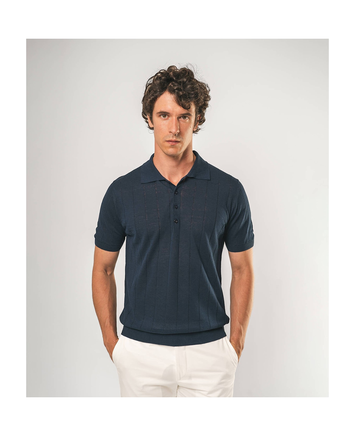 Larusmiani Linen And Cotton Polo Saint Tropez Sweater - Blue
