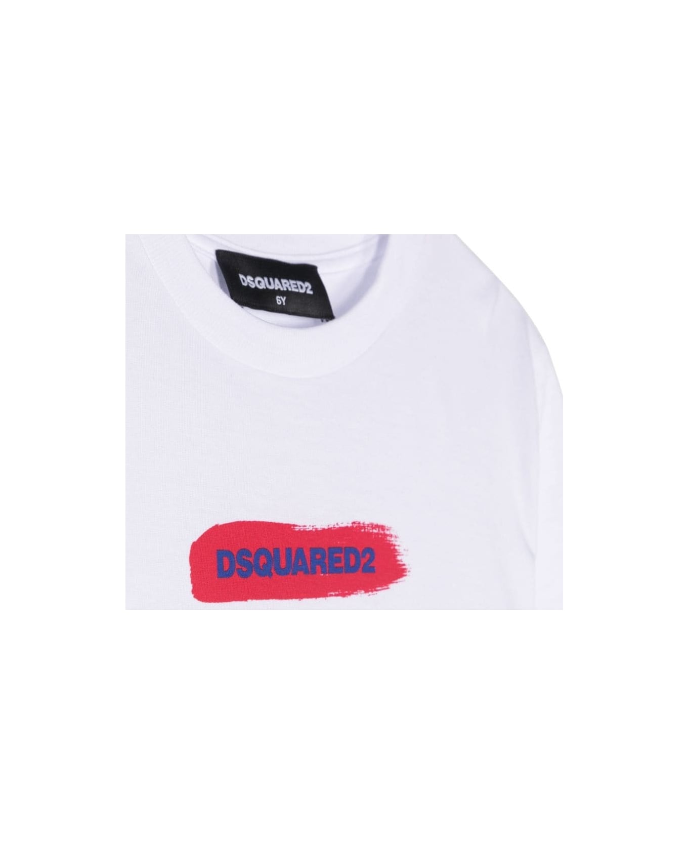 Dsquared2 White T-shirt With Brushstroke Logo - White
