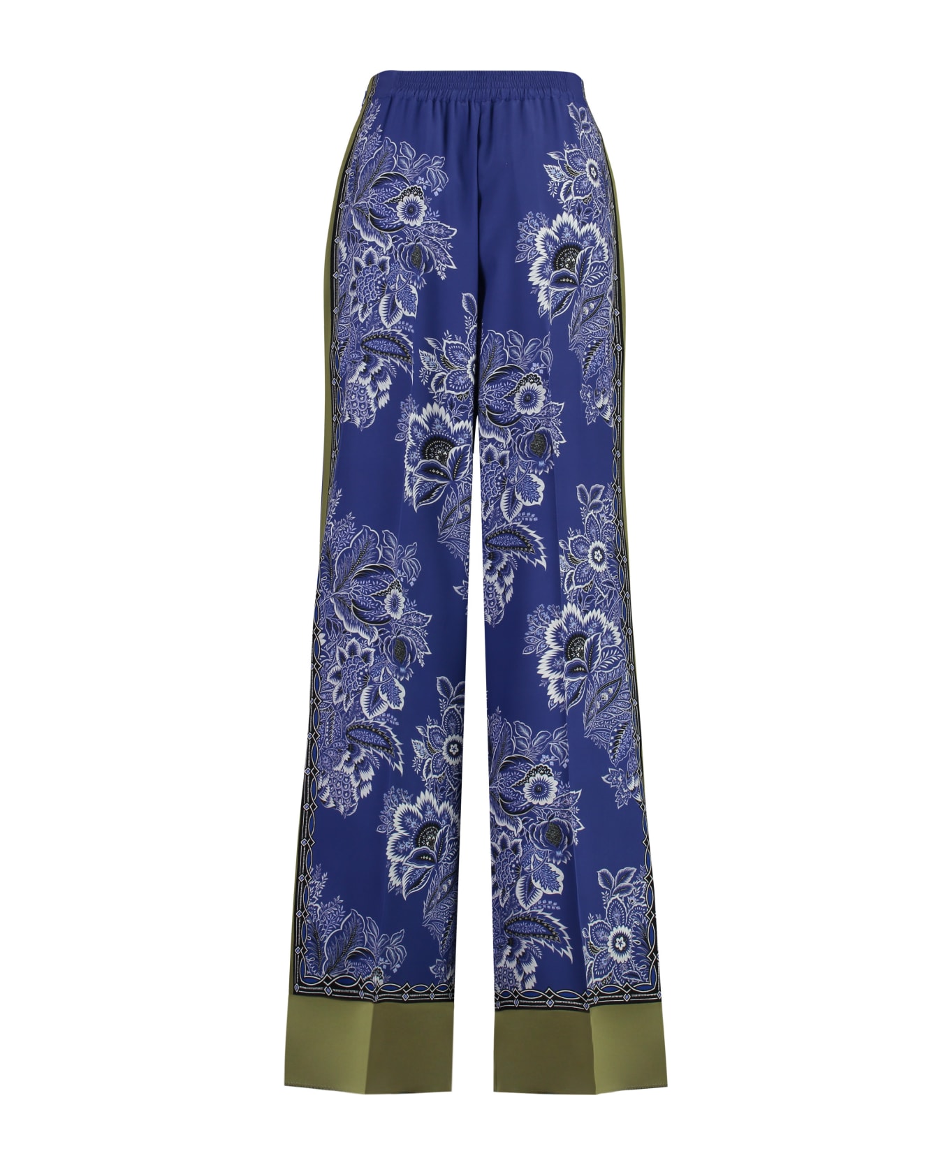 Etro Printed Silk Pants - Blue