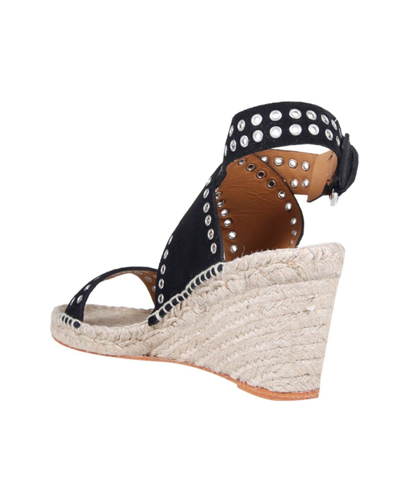 Isabel Marant Open Toe Platform Wedge Sandals - Black