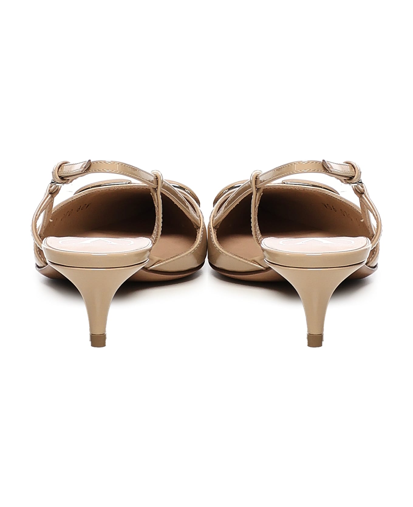Valentino Garavani Vlogo Signature Patent Leather Slingback Décolleté - Beige