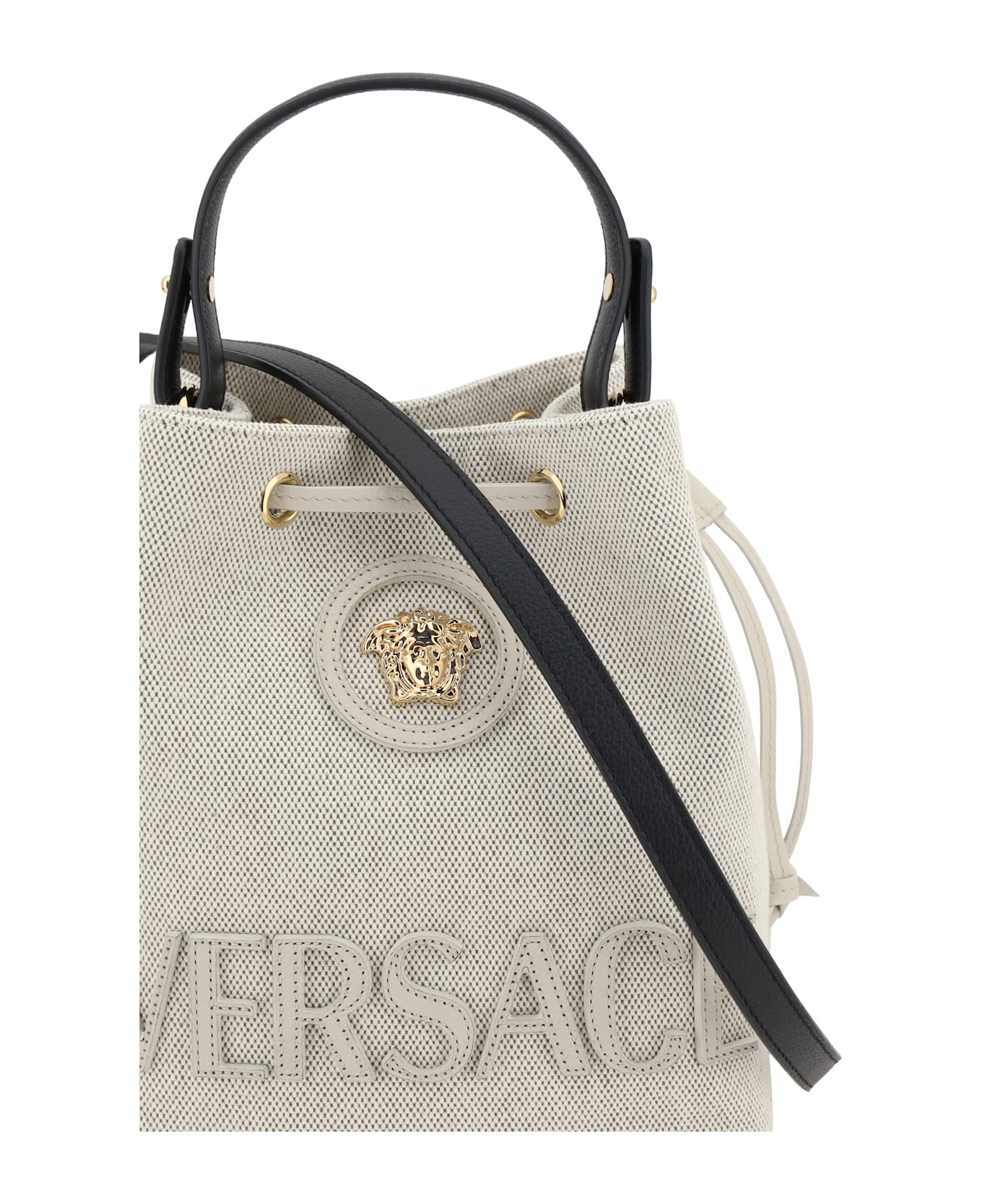 Versace La Medusa Bucket Bag - Rope+ice+black-versace Gold