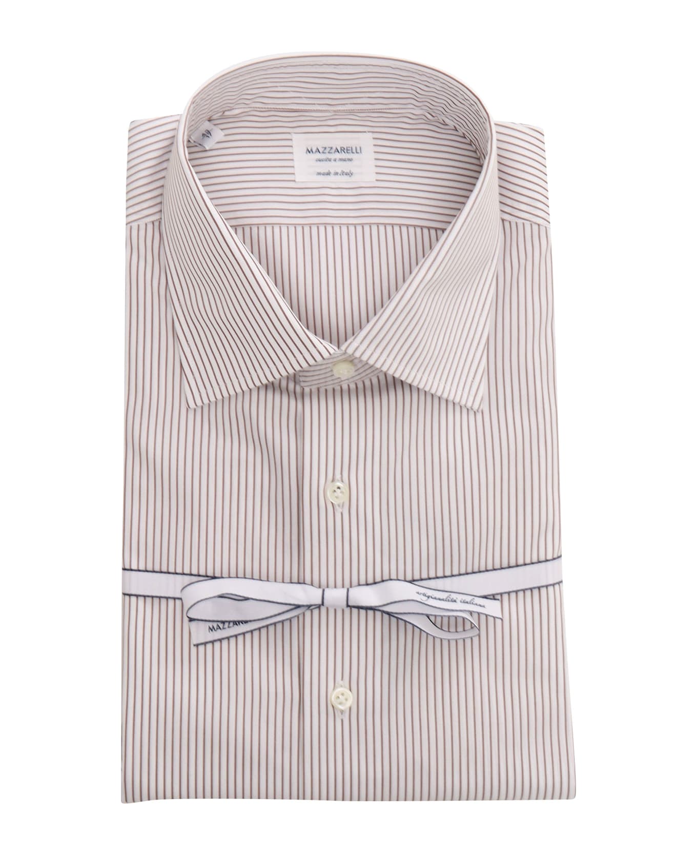 Mazzarelli Striped Cotton Shirt - BROWN