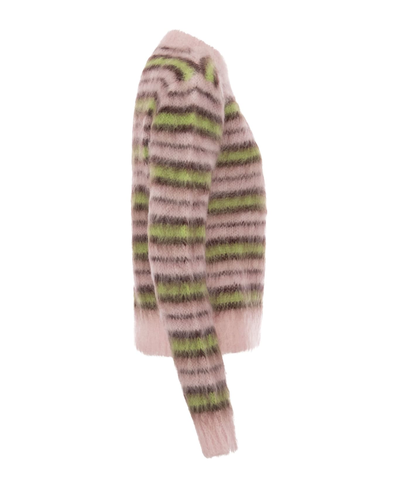 Marni Striped Mohair And Wool Pullover - Pink