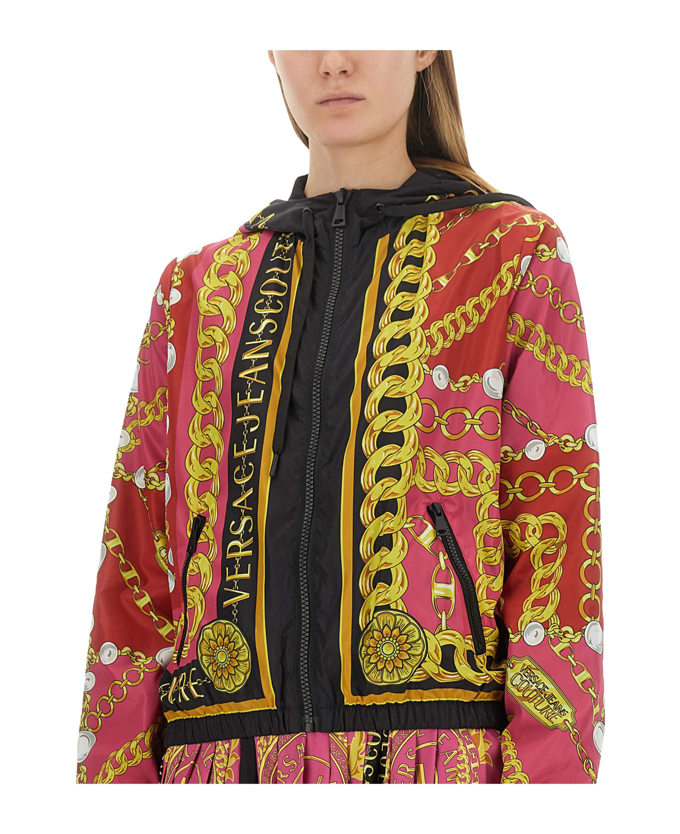 Versace Jeans Couture Windbreaker V-emblem Chain - Fucsia