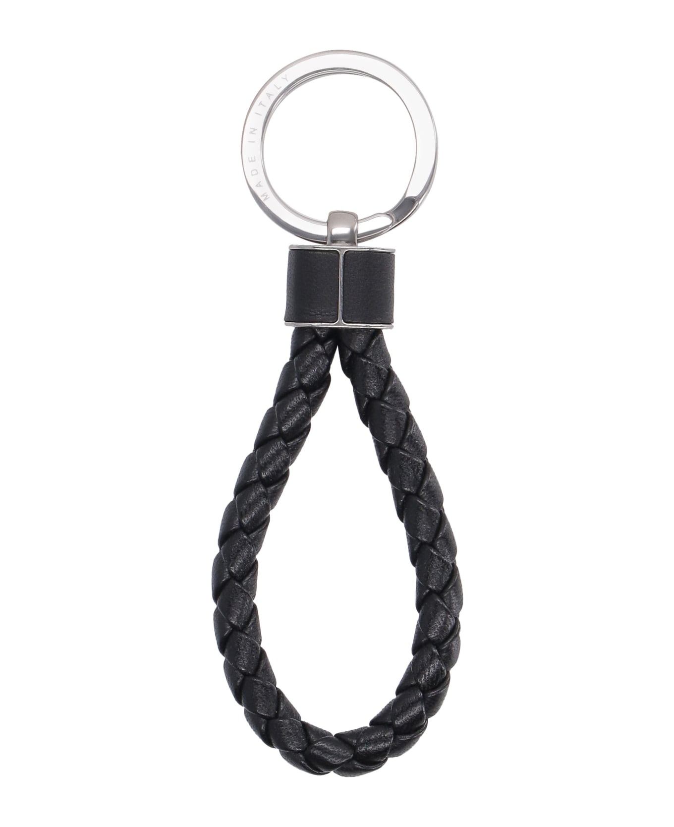 Bottega Veneta Intrecciato Leather Keyring - BLACK
