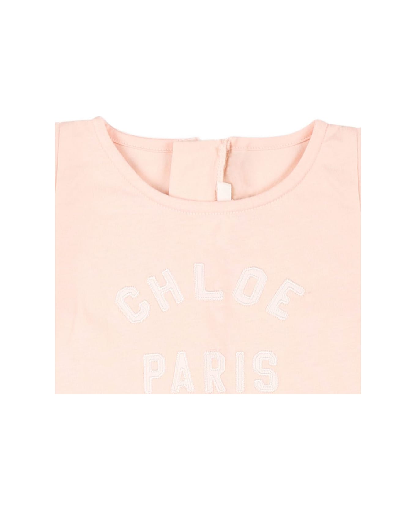 Chloé Abito Con Ricamo Logo - Pink