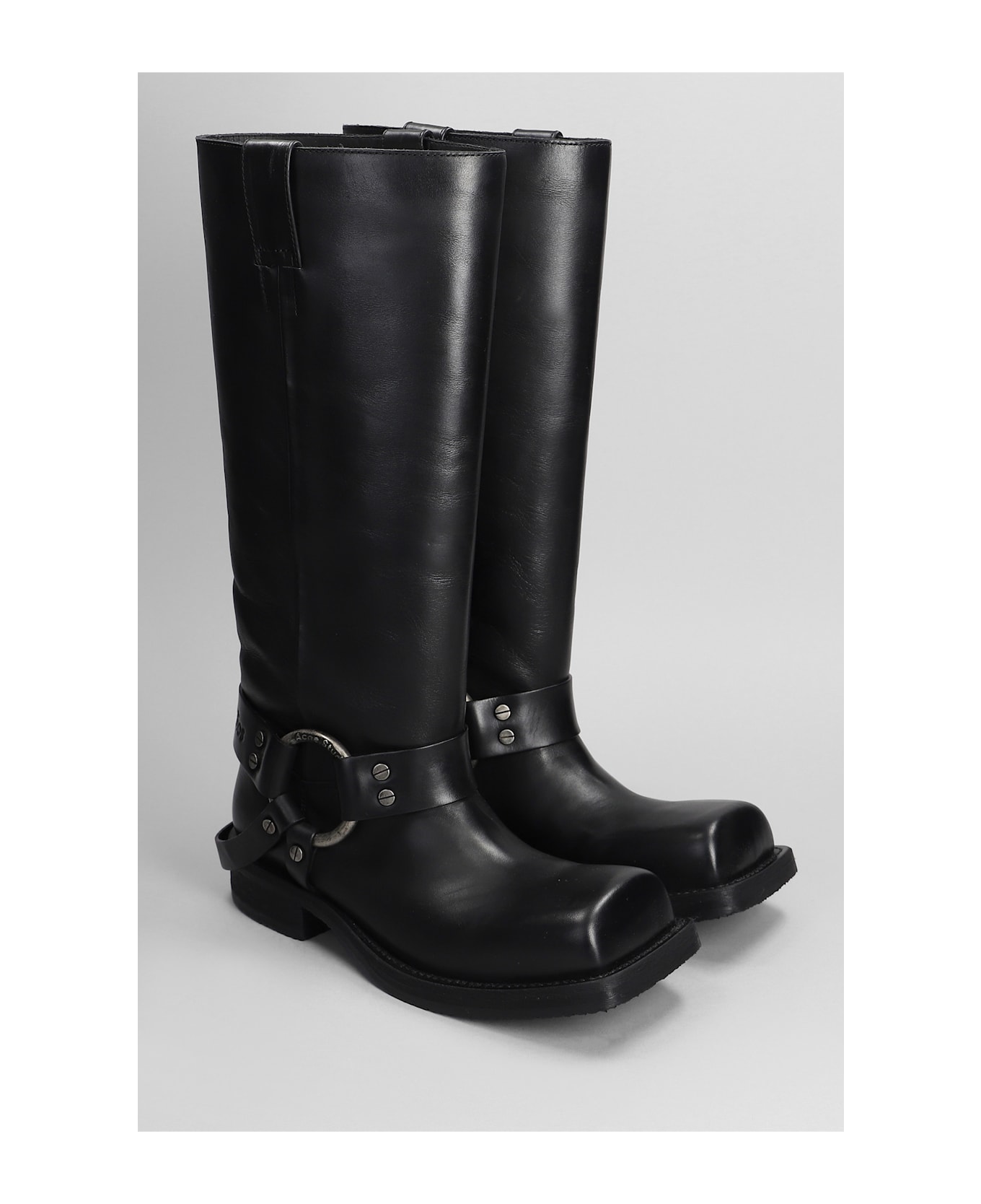 Acne Studios Low Heels Boots In Black Leather - black ブーツ