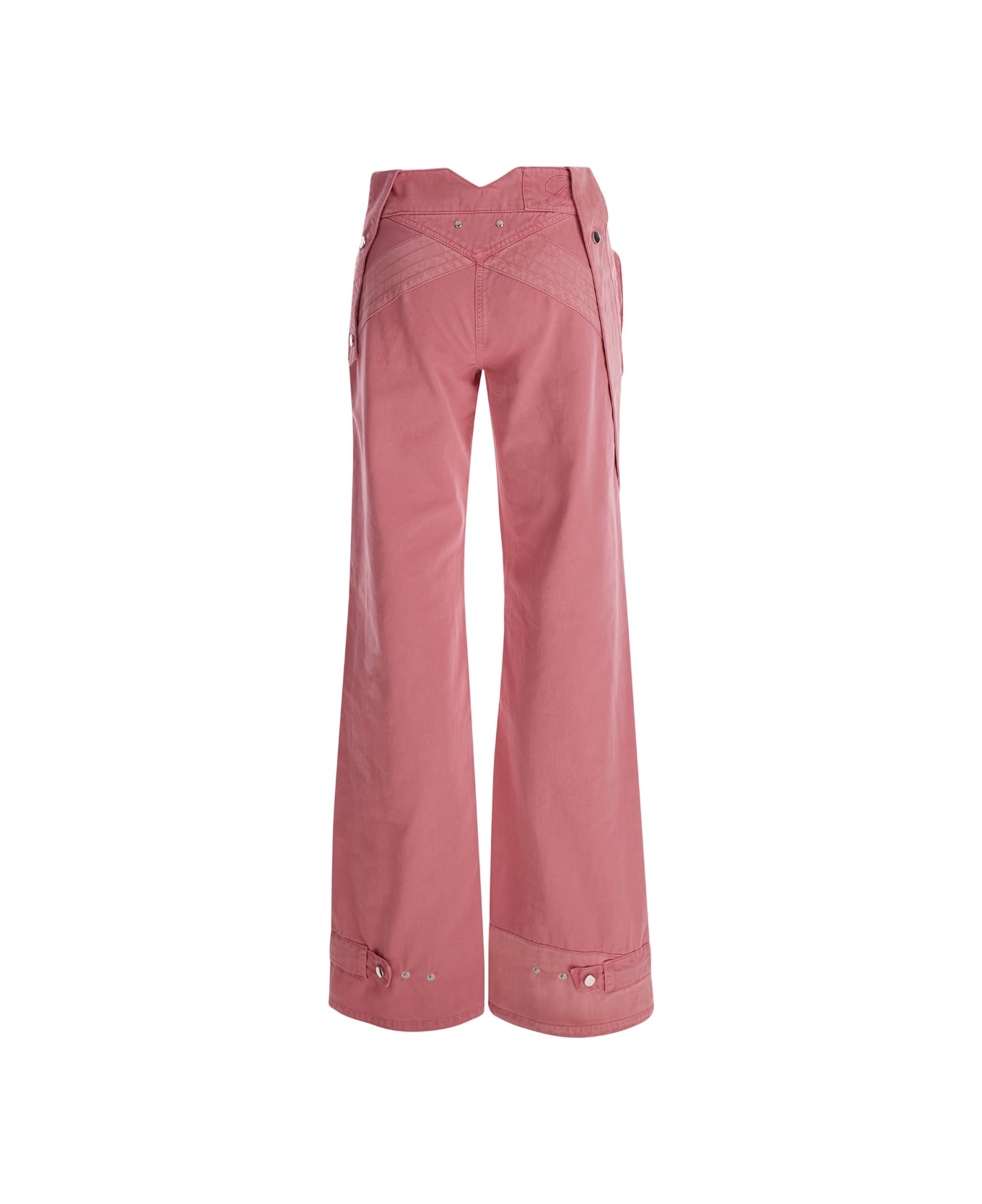 Blumarine Pink Cargo Trousers With Satin Inserts In Cotton Woman - Pink ボトムス