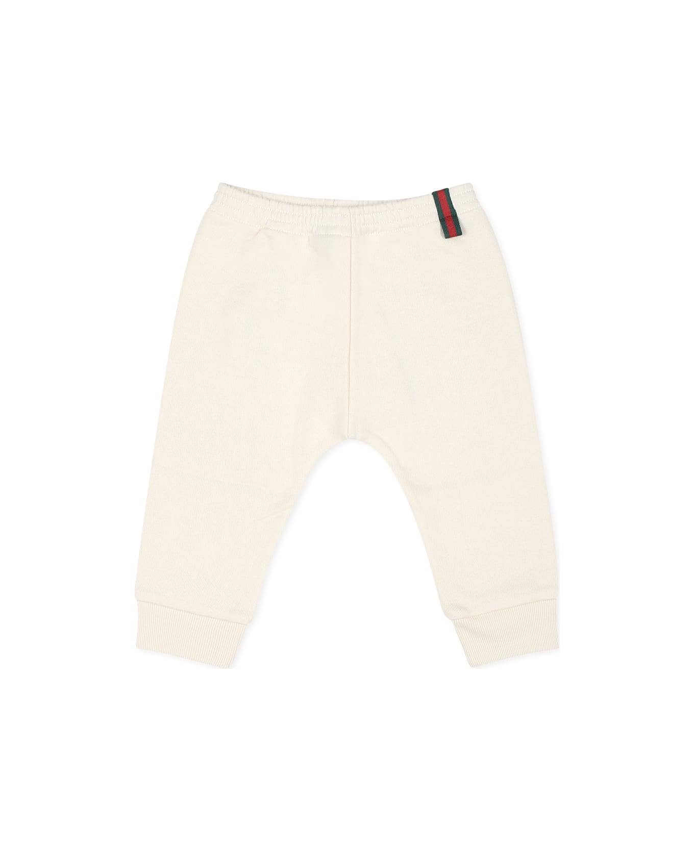 Gucci Ivory Trousers For Babykids With Logo - Bianco