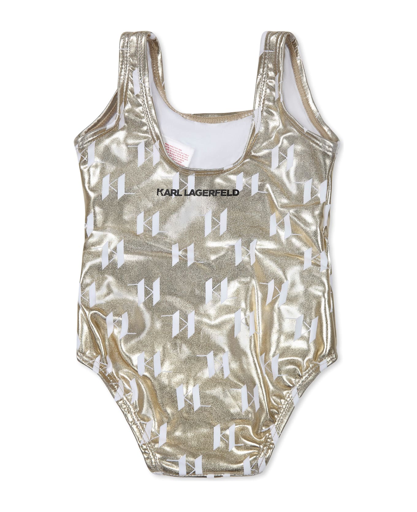 Karl Lagerfeld Kids Gold Swimsuit For Baby Girl With Logo - Gold