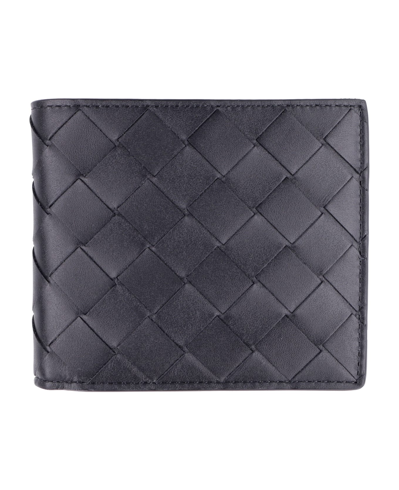 Bottega Veneta Leather Flap-over Wallet - BLACK