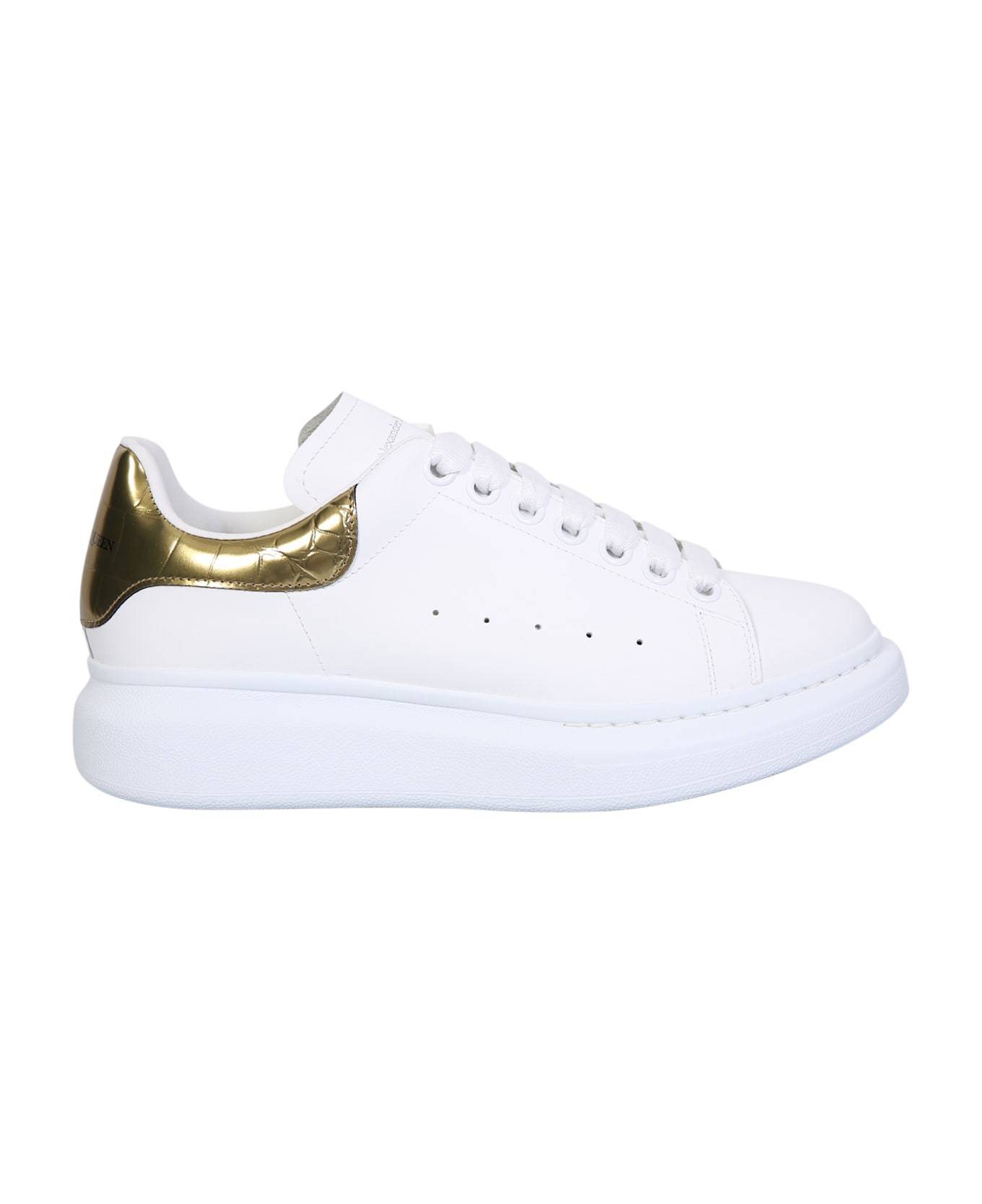 Alexander McQueen Leather Sneakers White/gold - White