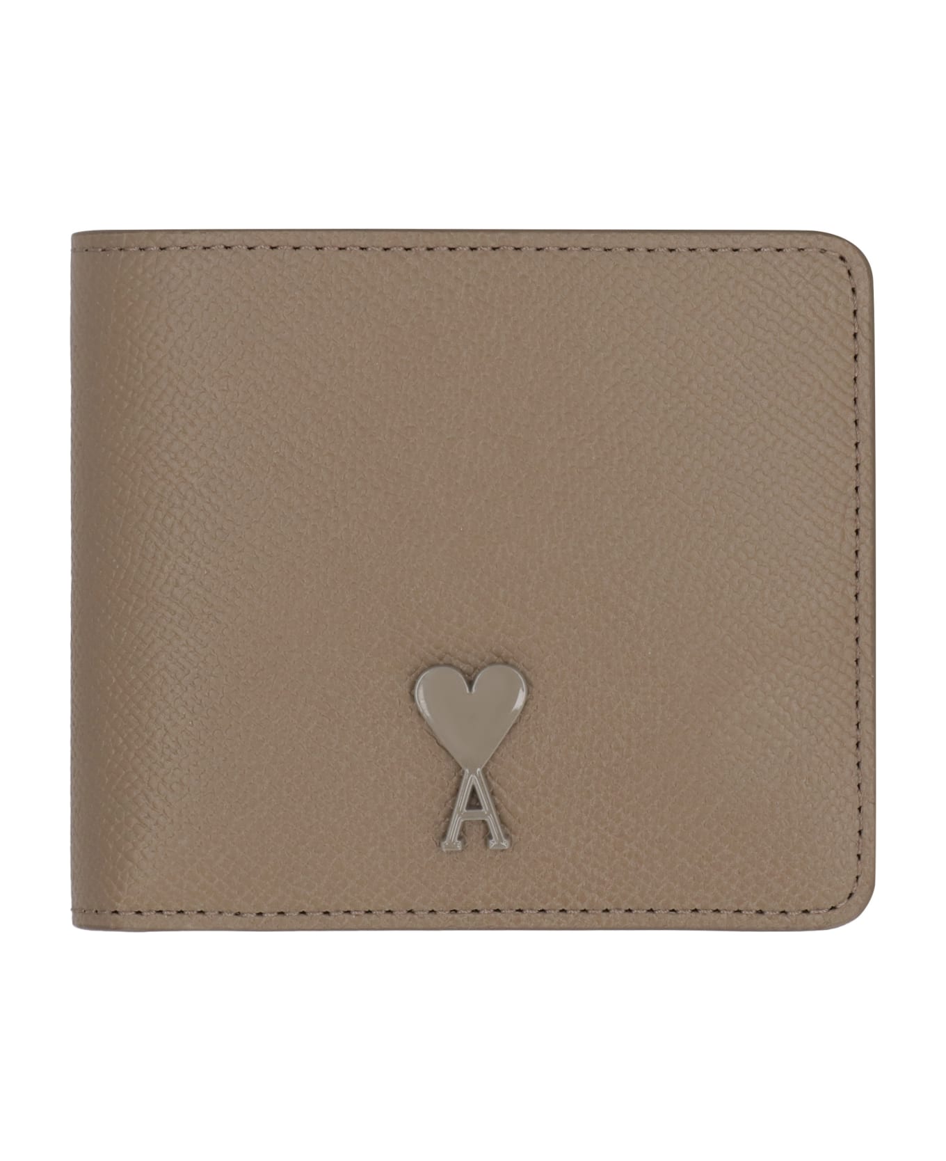 Ami Alexandre Mattiussi Leather Wallet - taupe
