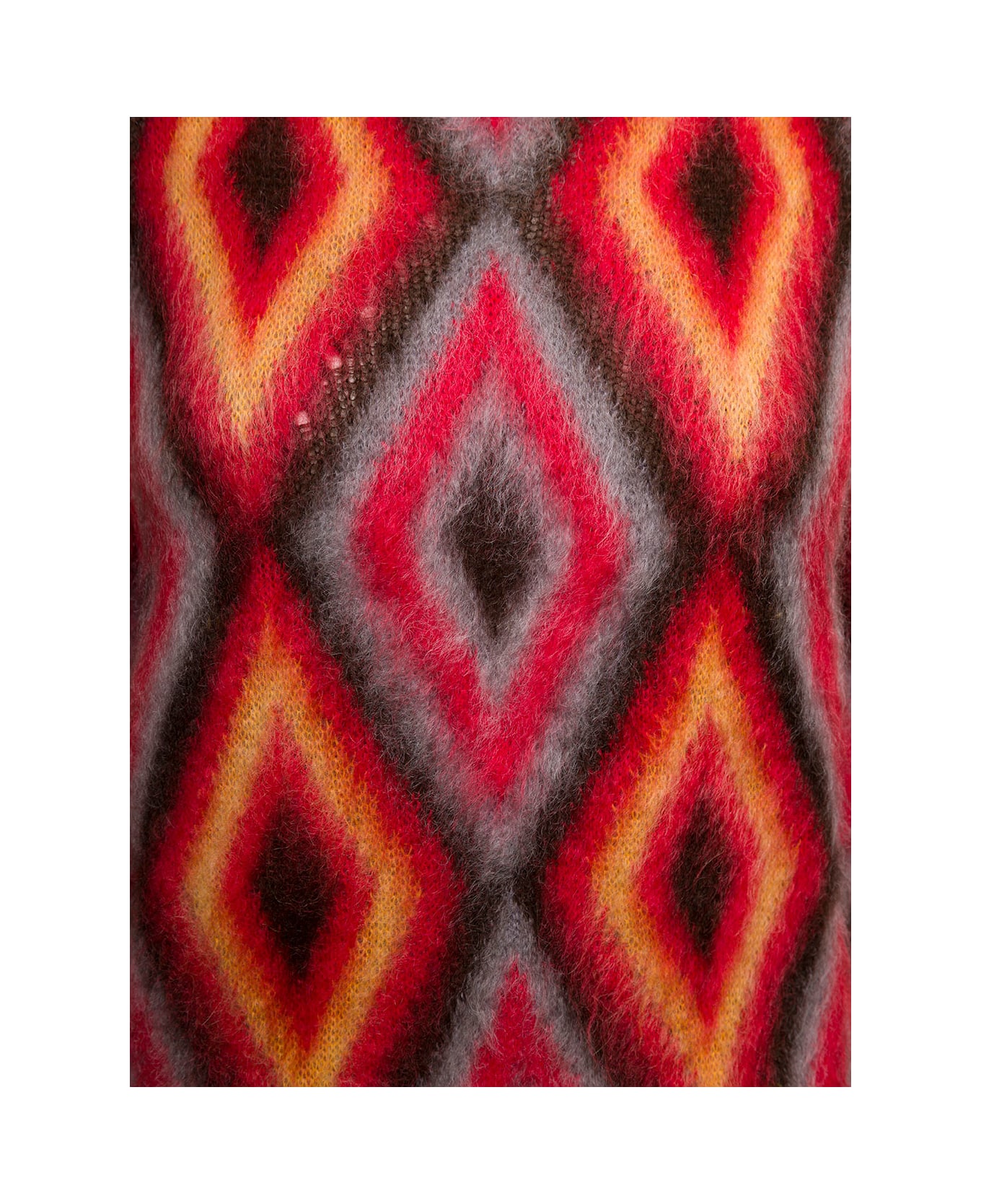 Etro Red Sweater With Intarsia-knit Geometric Pattern In Brushed Wool Blend Woman Etro - MULTICOLOR