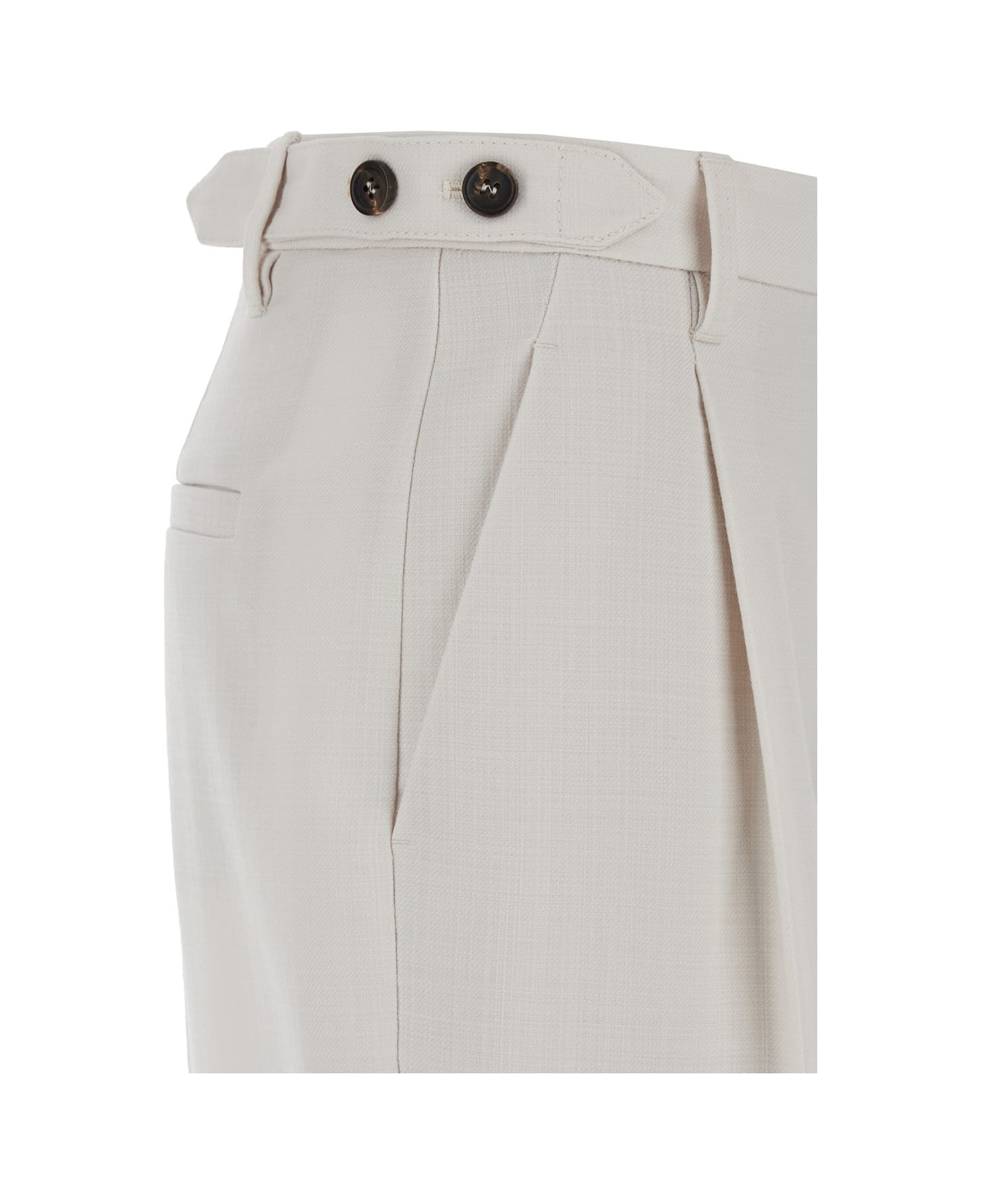 Brunello Cucinelli Whitepants With Belt Loops In Wool Woman - White