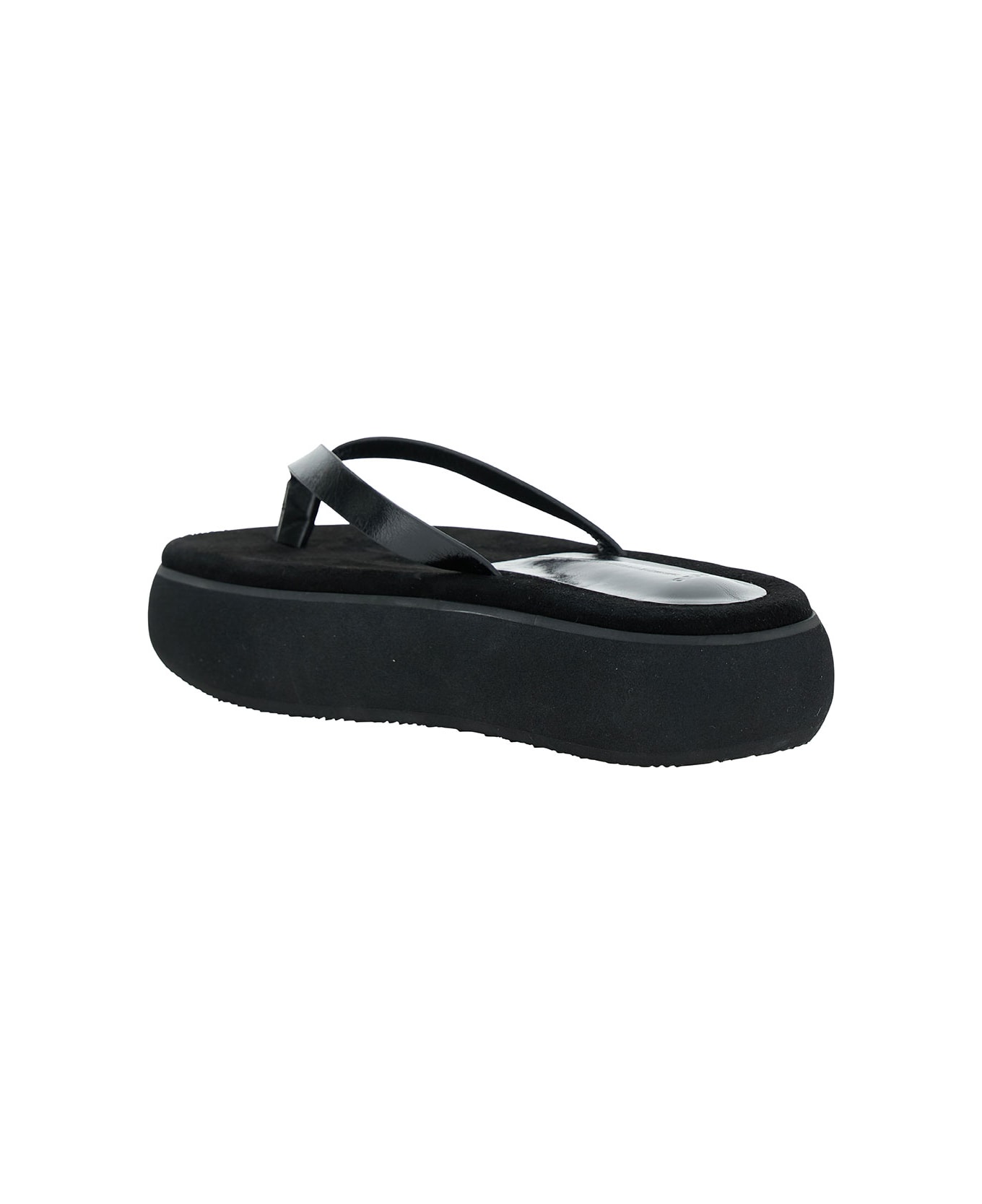 OSOI 'boat' Black Flip Flops With Chunky Sole In Leather Woman - Black