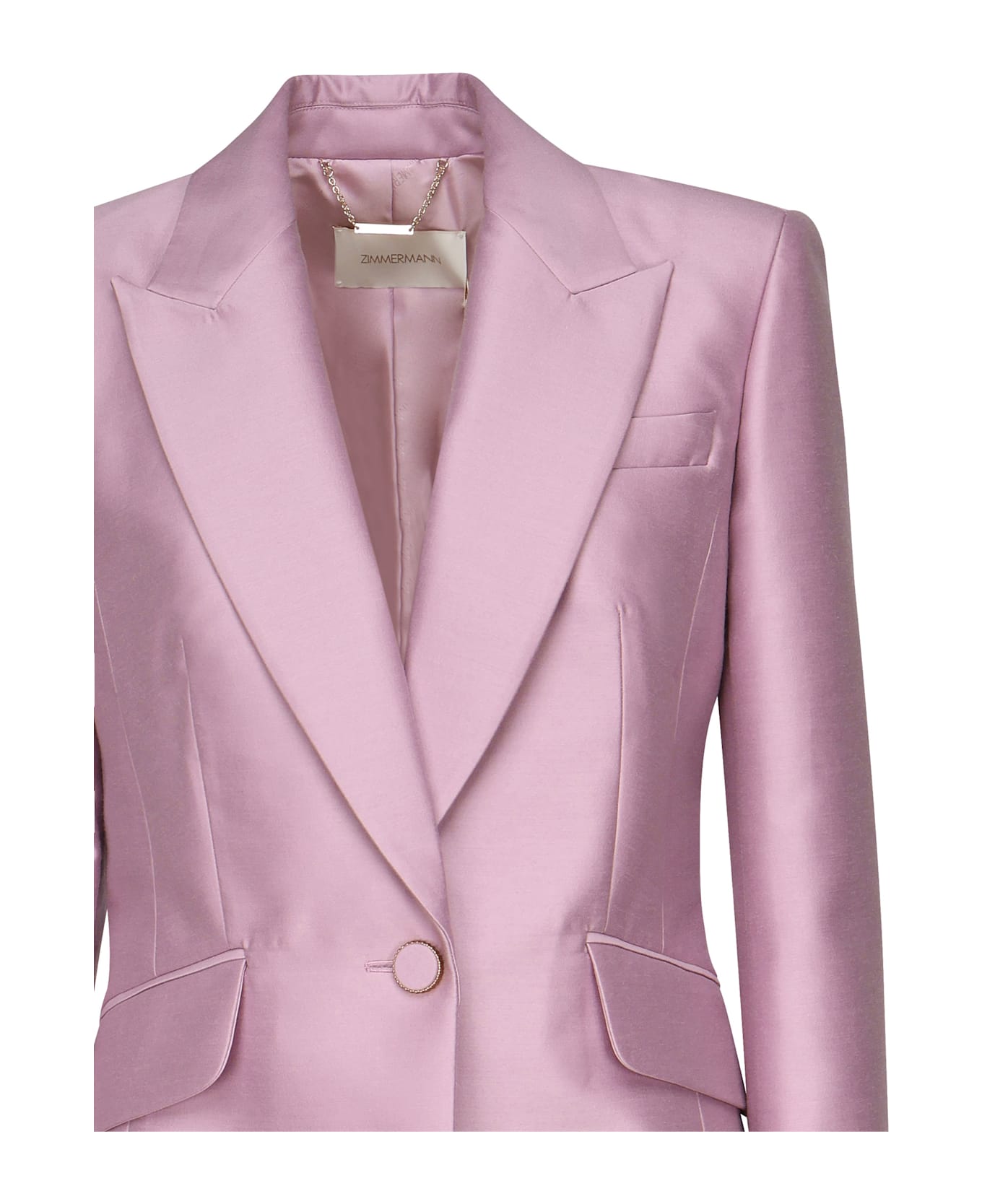 Zimmermann Single-breasted Jacket In Wool And Silk - Purple