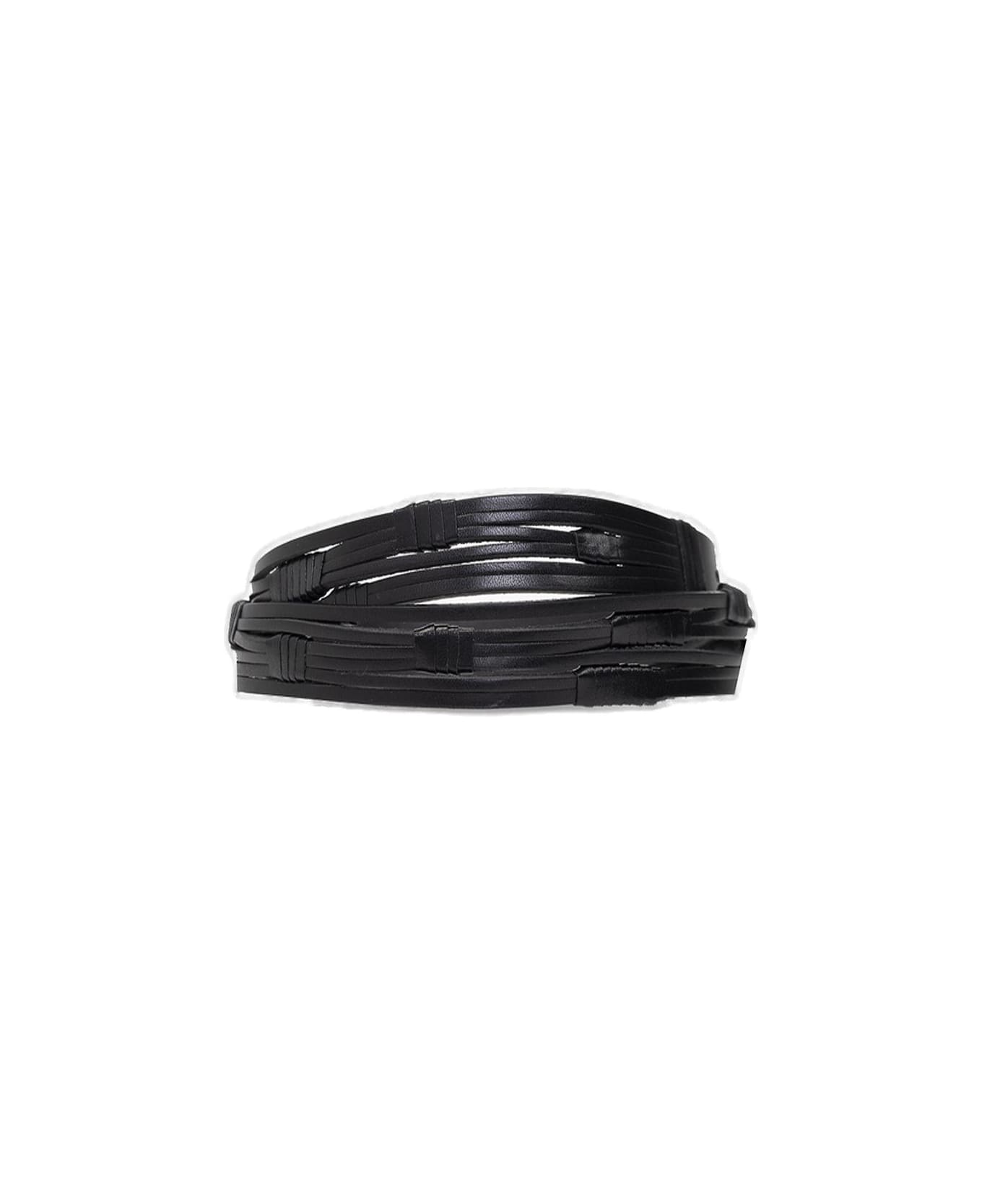 Saint Laurent Croissant De Lune Buckled Thin Belt - BLACK ベルト