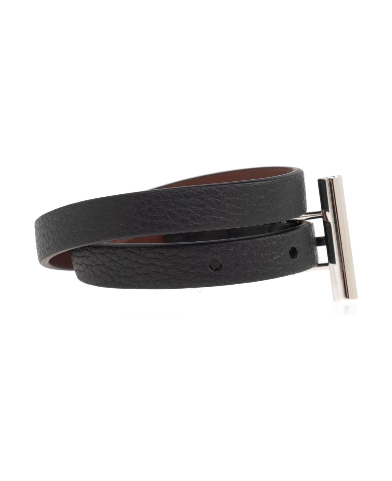 Alexander McQueen Leather Bracelet - Nero e Argento