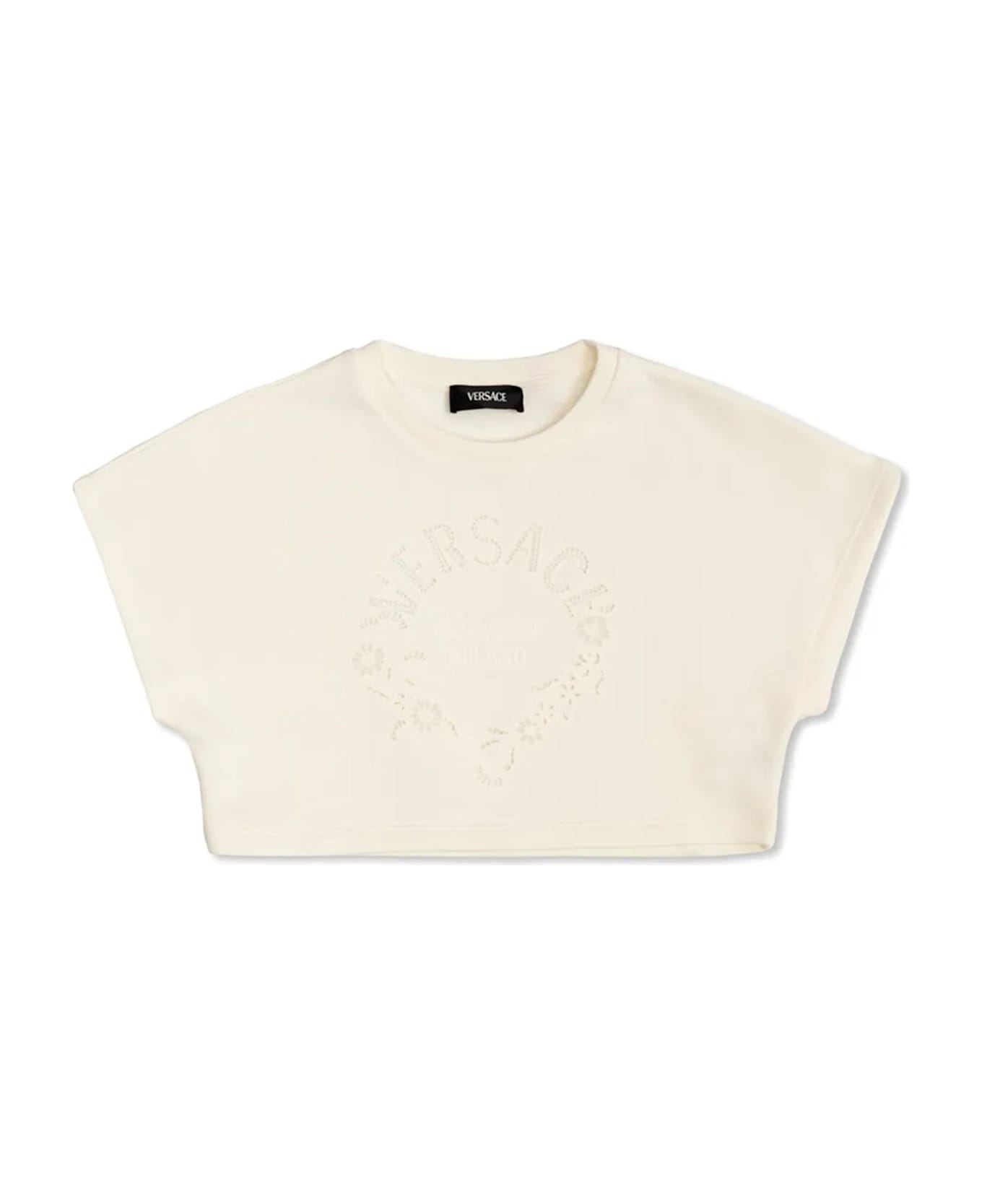 Versace T-shirt With Embroidered Logo - White