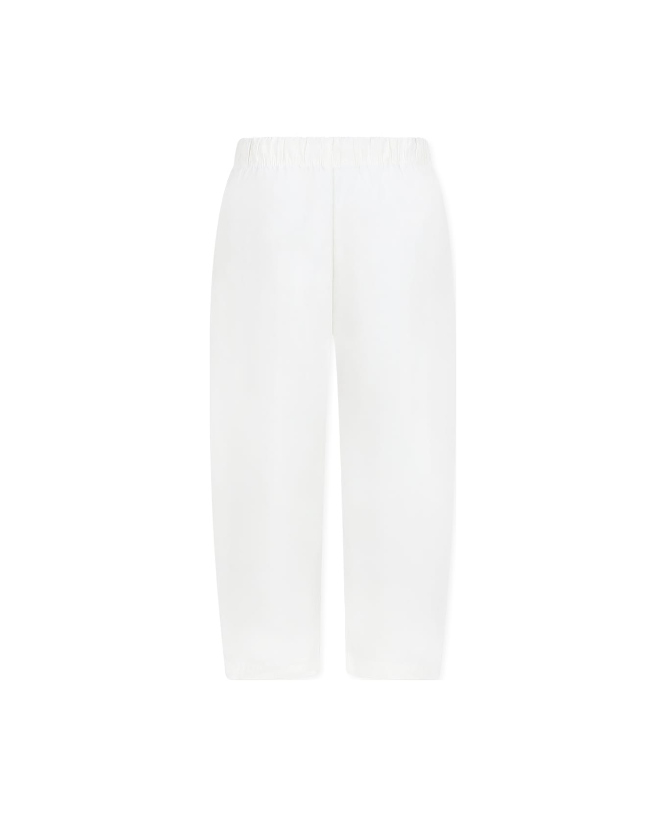 MSGM Ivory Trousers For Boy With Logo - Ivory
