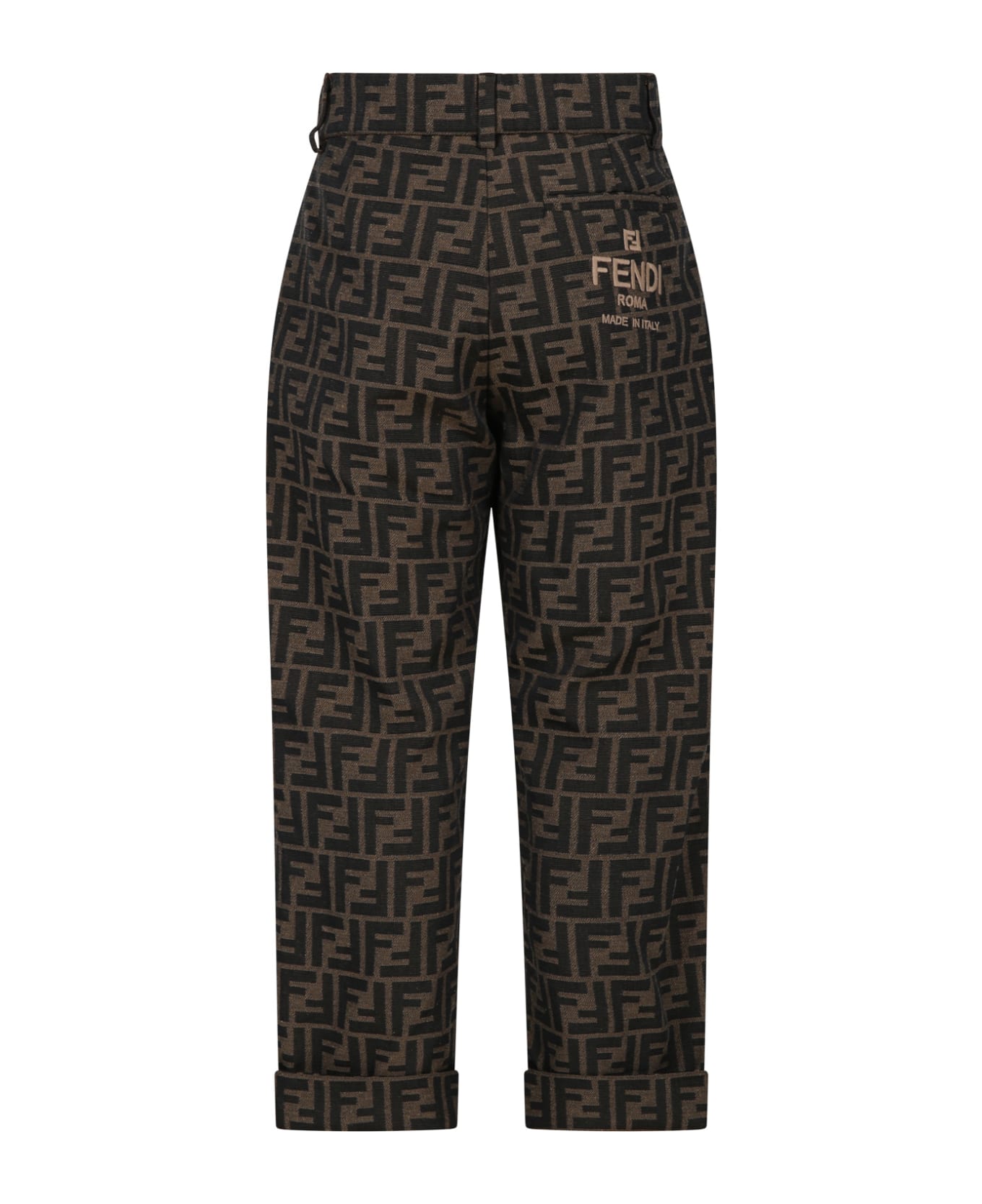 Fendi Brown kids Trousers For Boy With Ff - Brown