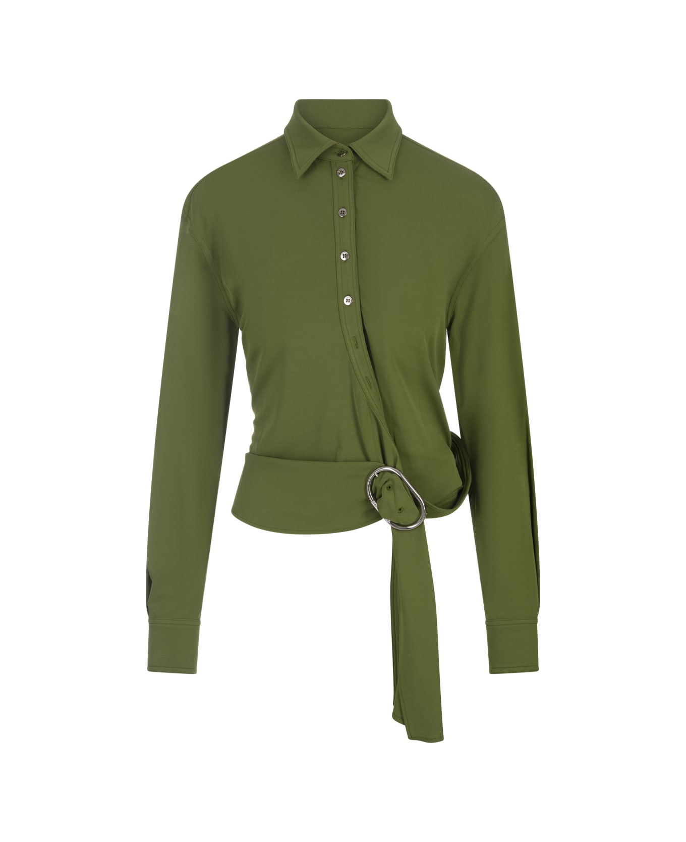 Paco Rabanne Green Draped Top With Piercing Detail - Green