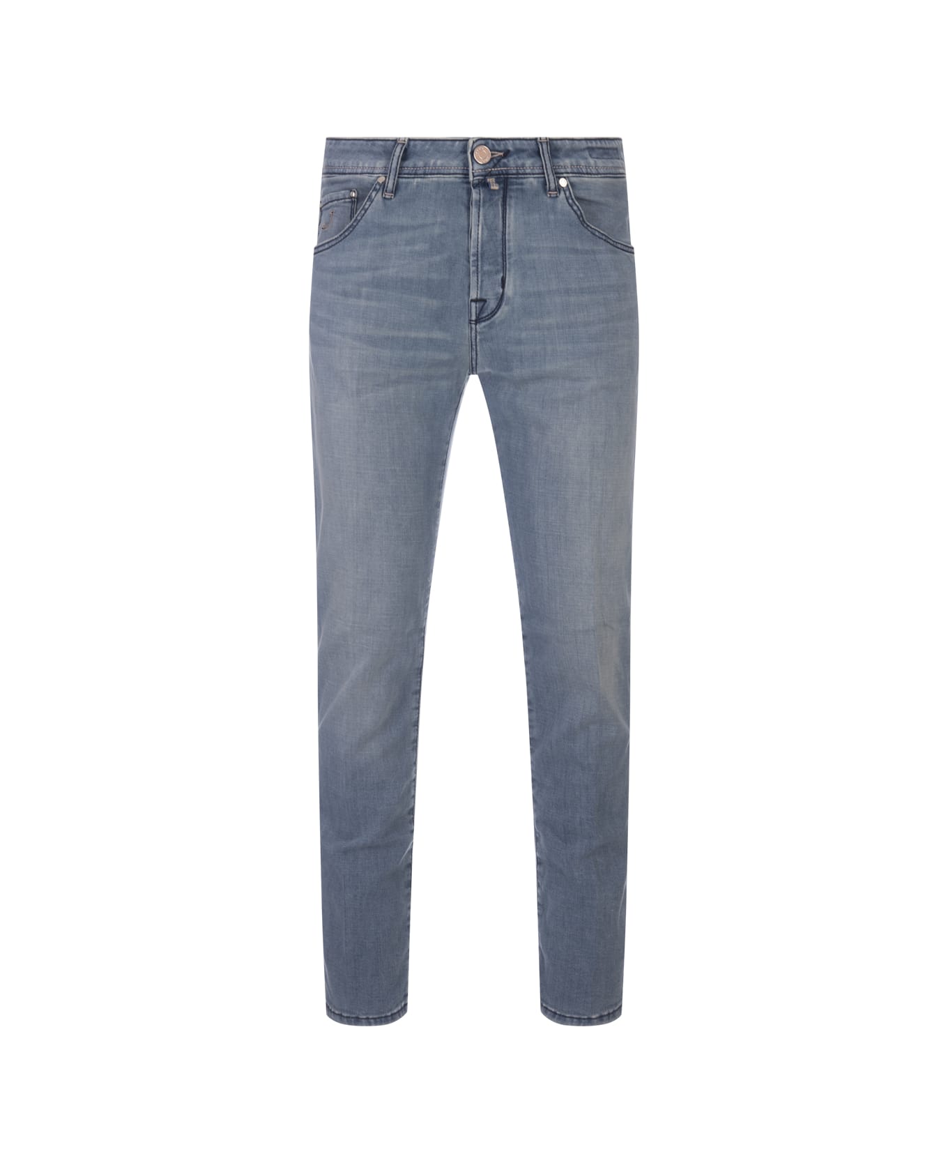 Jacob Cohen Scott Cropped Jeans In Light Blue Stretch Denim - Blue