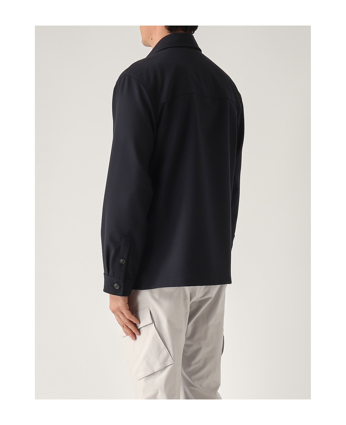 Fay Overshirt In Tela Di Lana Jacket - NAVY