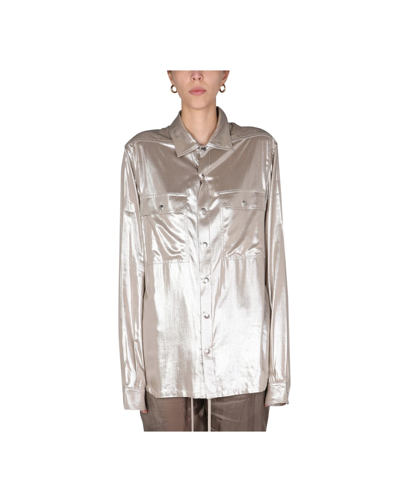 Rick Owens Metallic Effect Shirt - SILVER