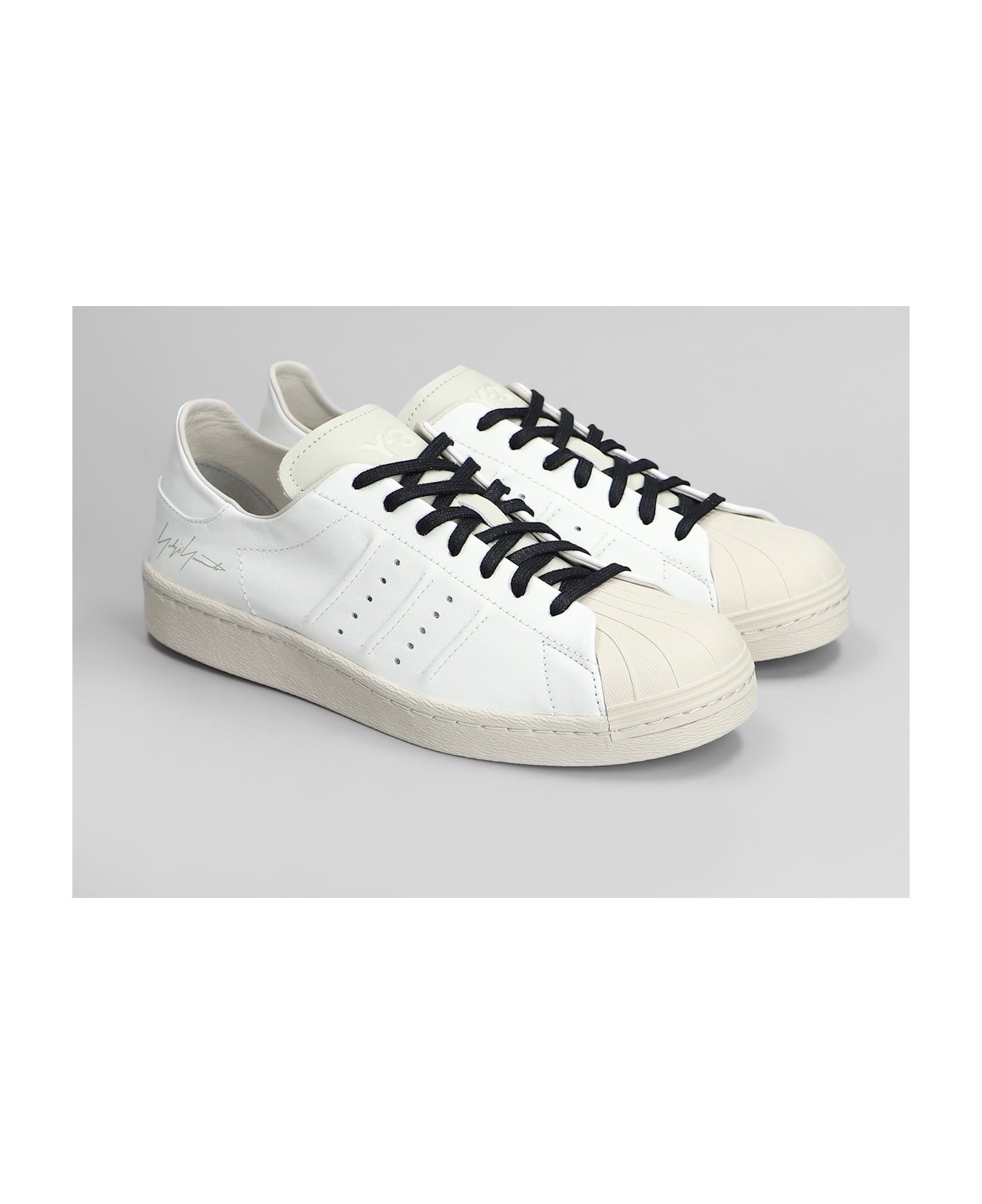 Y-3 Superstar Sneakers In White Leather - white