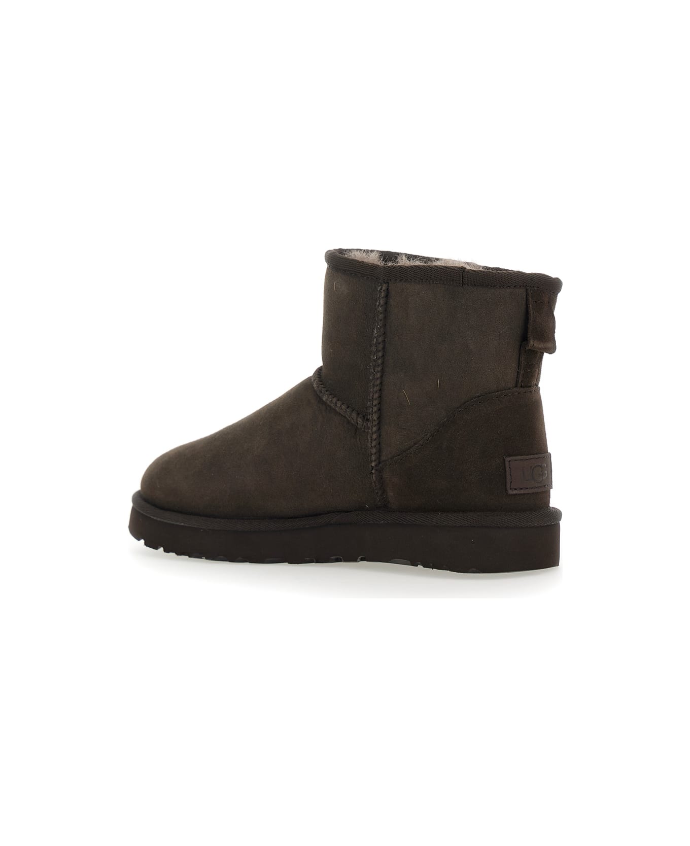 UGG 
classic Mini
 Brown Ankle Boots With Logo Patch On The Rear In Suede Woman - Brown