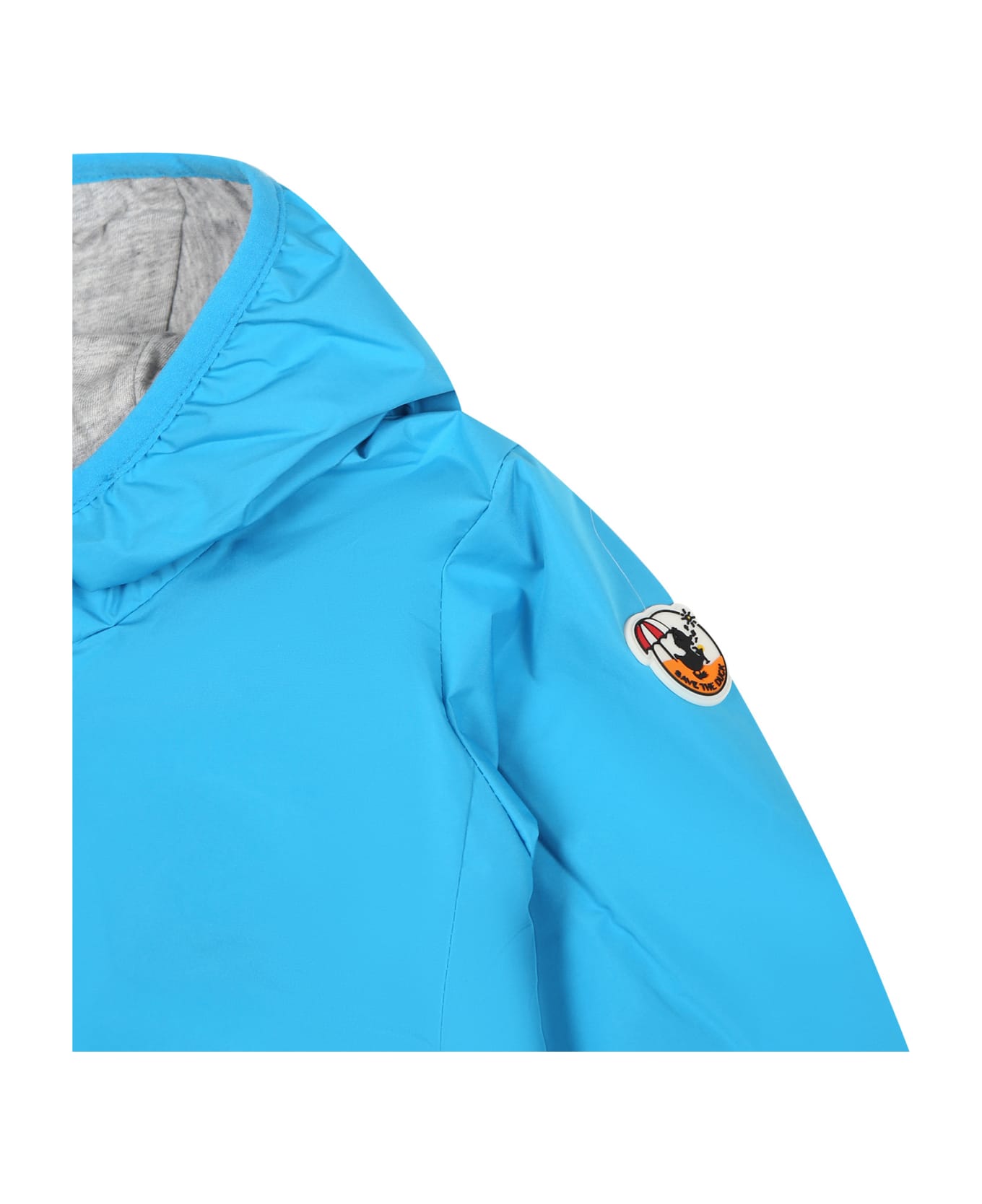 Save the Duck Light Blue Coco Windbreaker For Baby Boy With Logo - Light Blue コート＆ジャケット