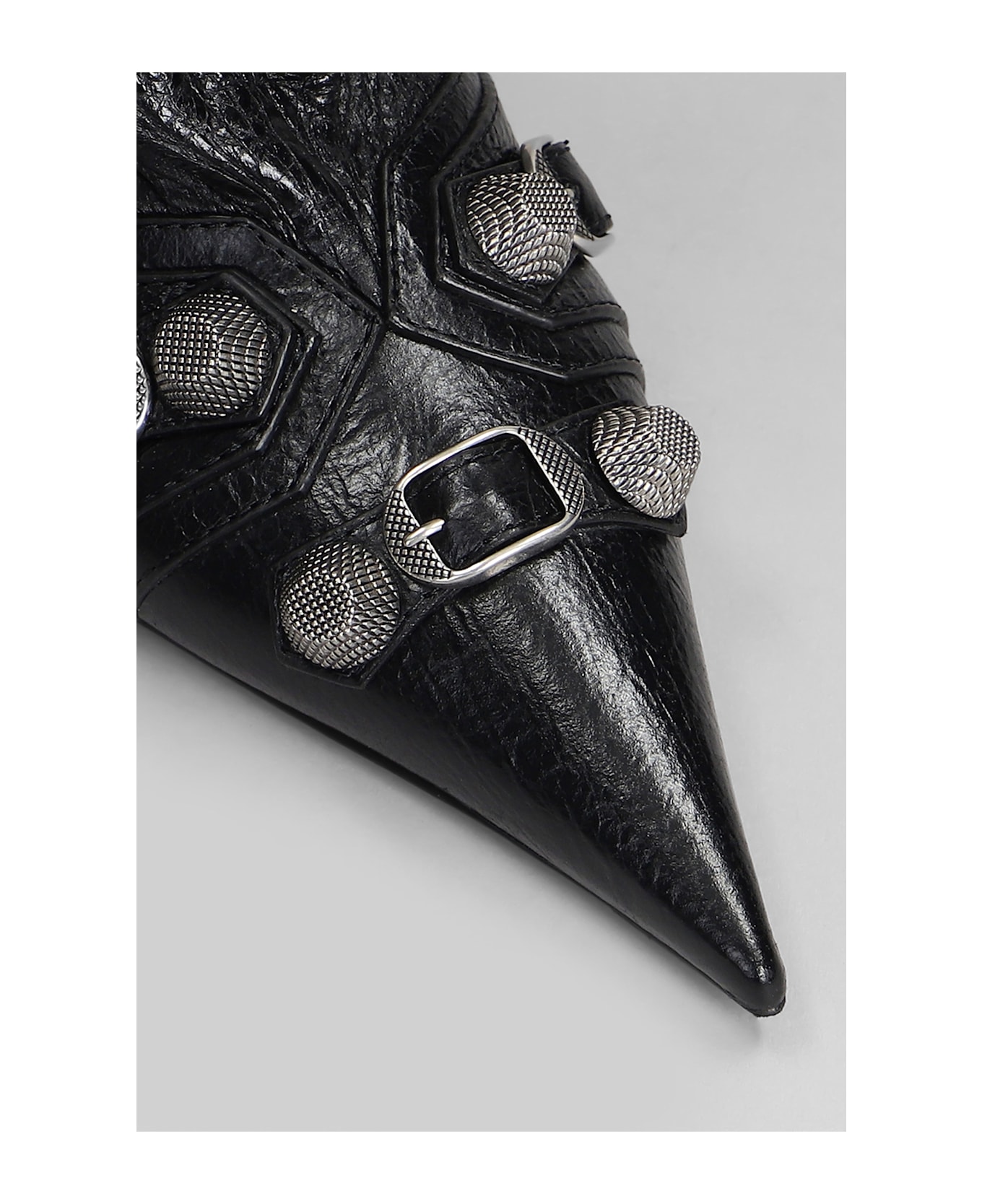 Balenciaga Cagole Wide Boot L50 Low Heels Boots In Black Leather - black