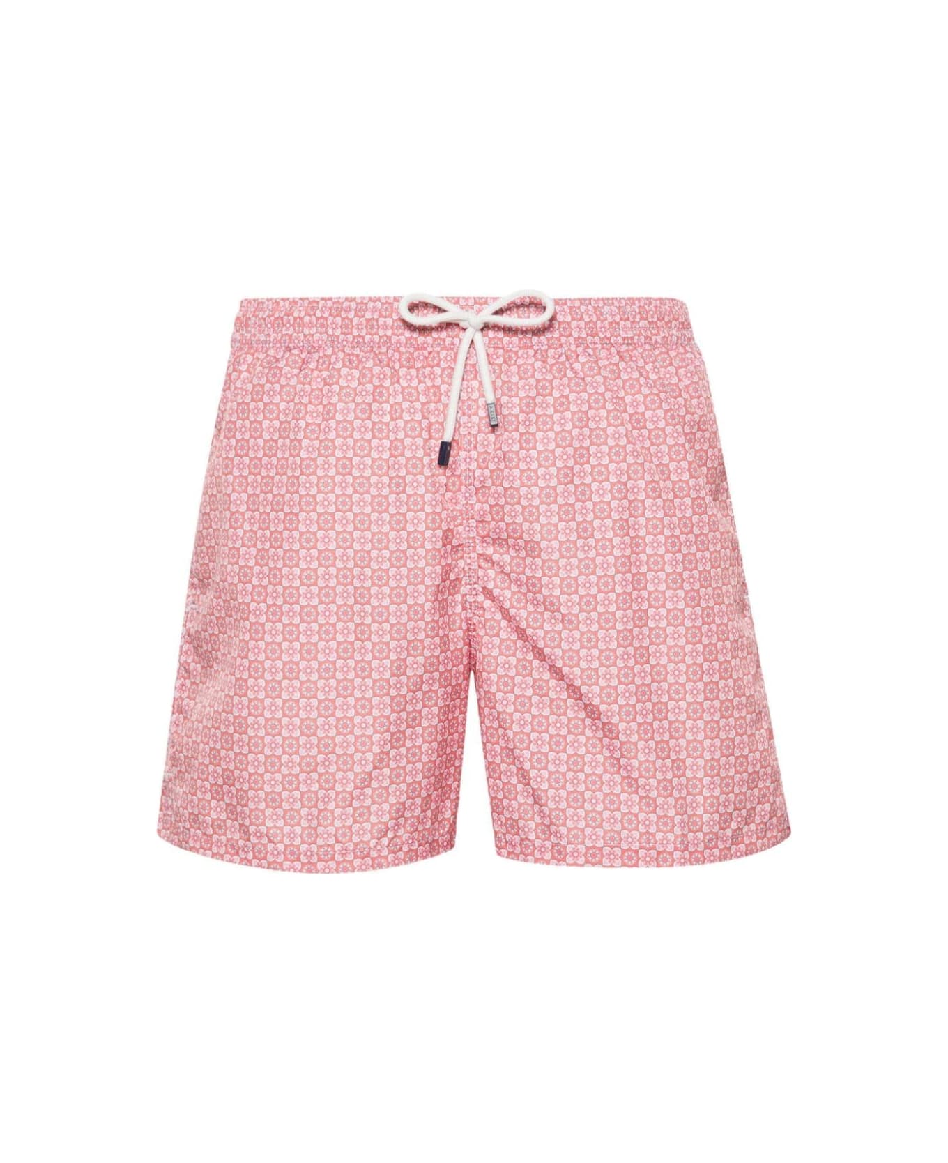 Fedeli Red Swim Shorts With Flower Pattern - Red スイムトランクス