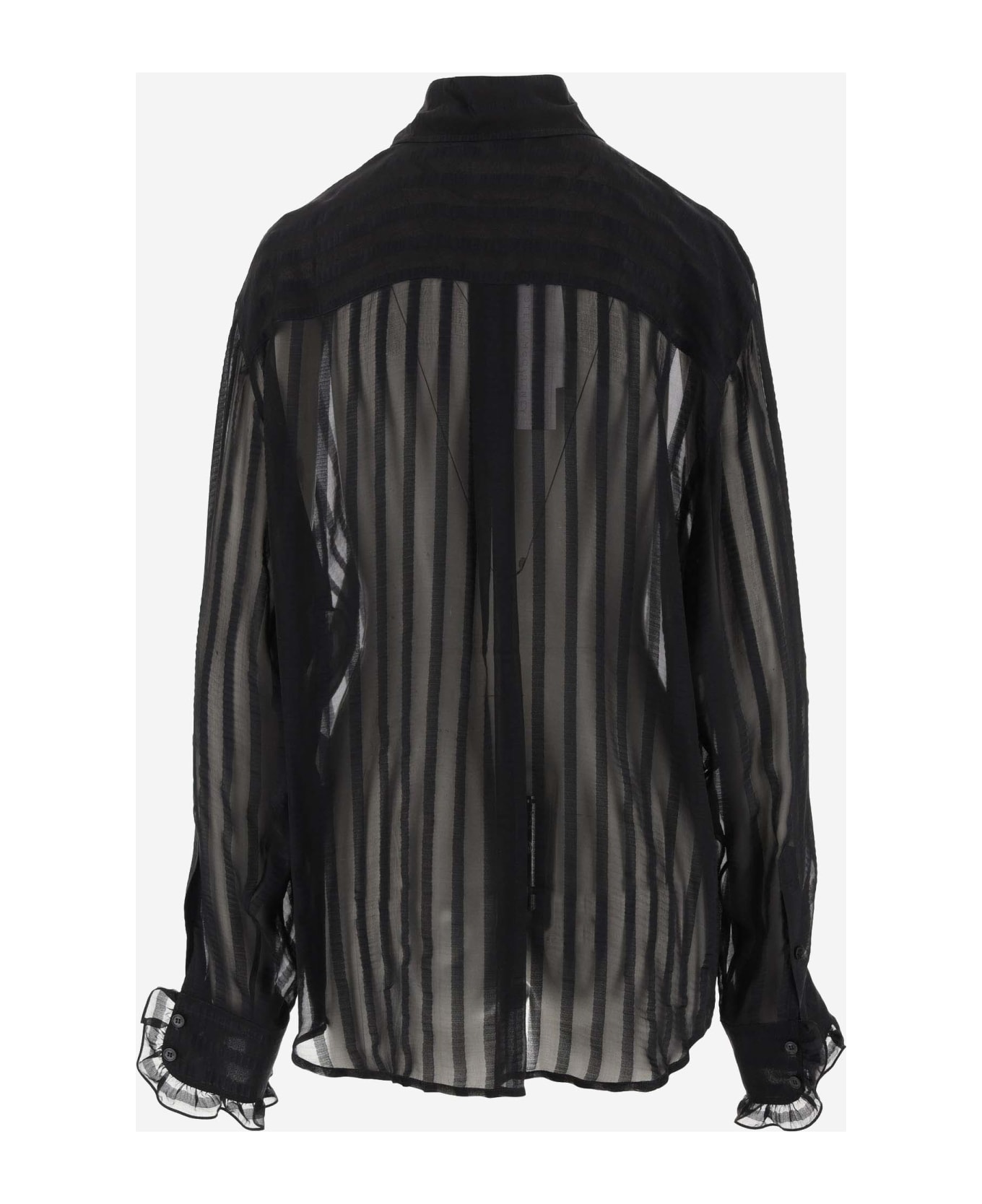 Stella McCartney Silk And Viscose Blend Sheer Shirt - Black ブラウス
